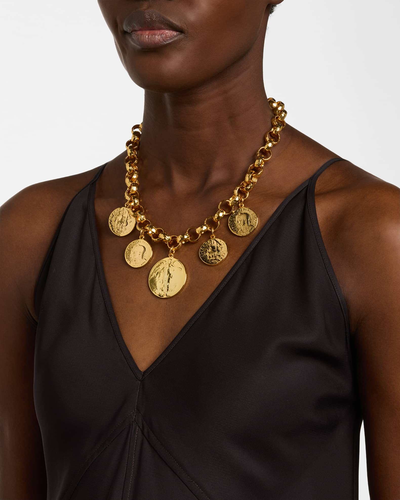Coin Drop Rolo Chain Necklace 1