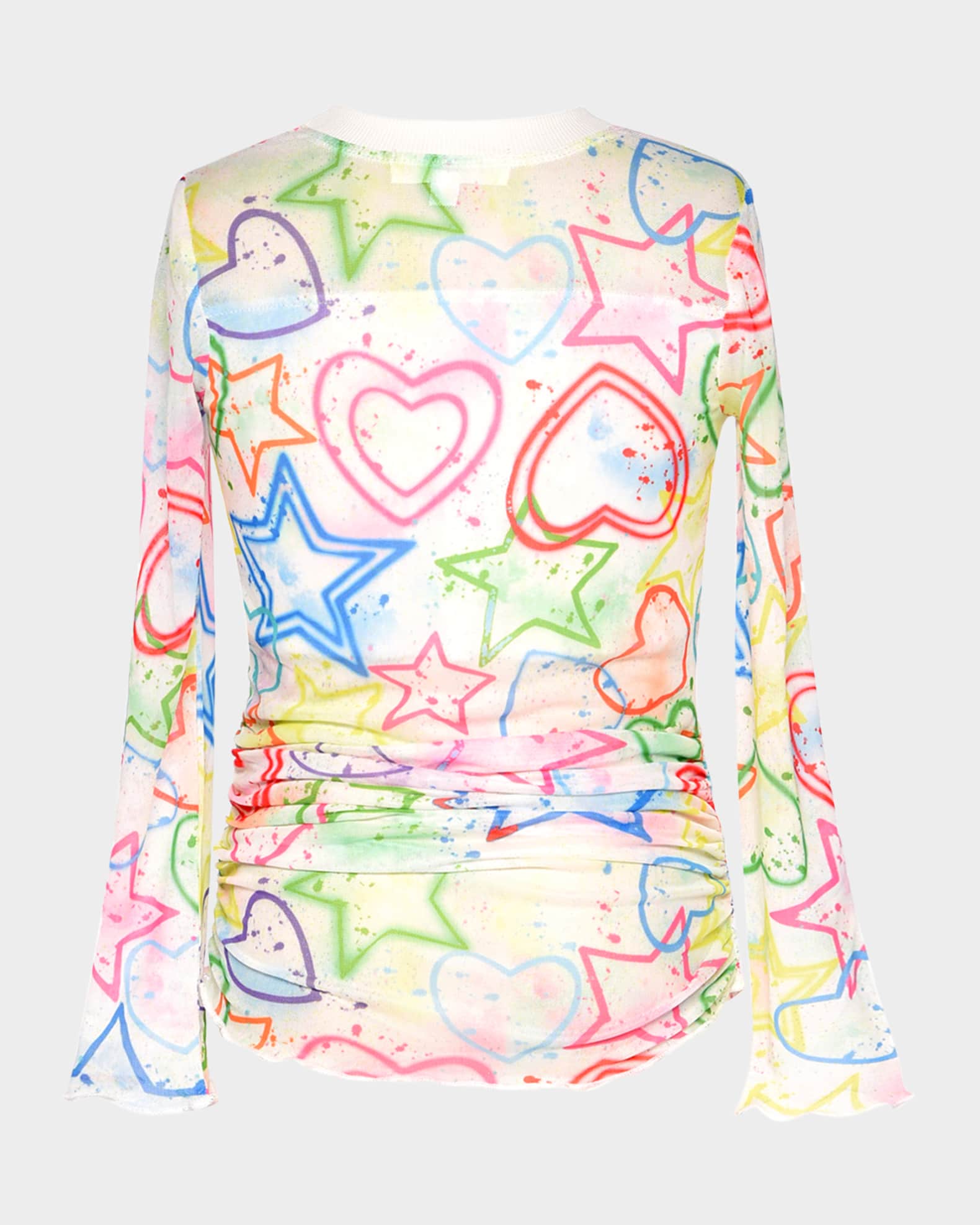 Girl's Multicolor Star-Print Mesh Top, Size 4-14 1