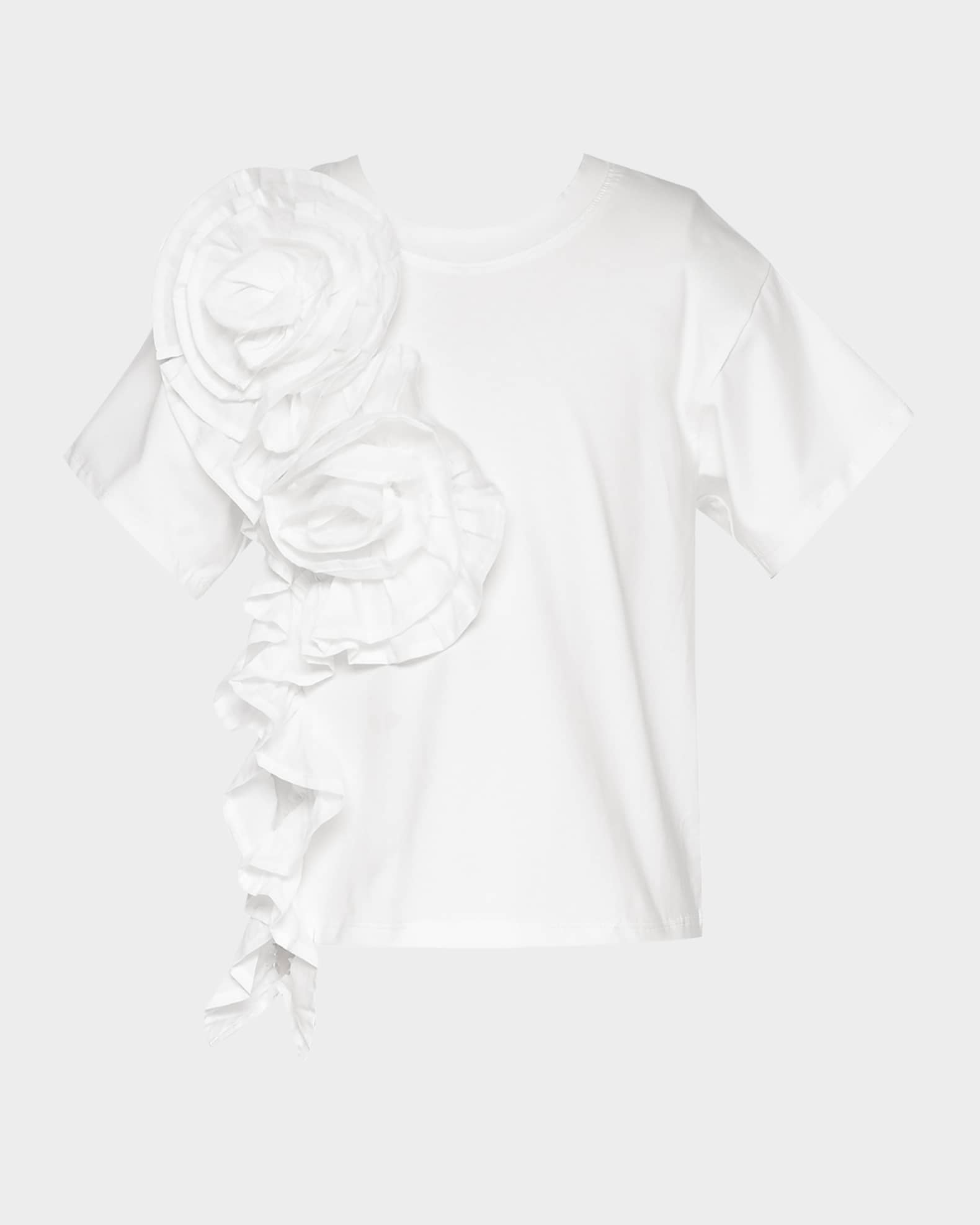 Girl's Jersey T-shirt W/ 3D Floral Trim, Size 4-14 0