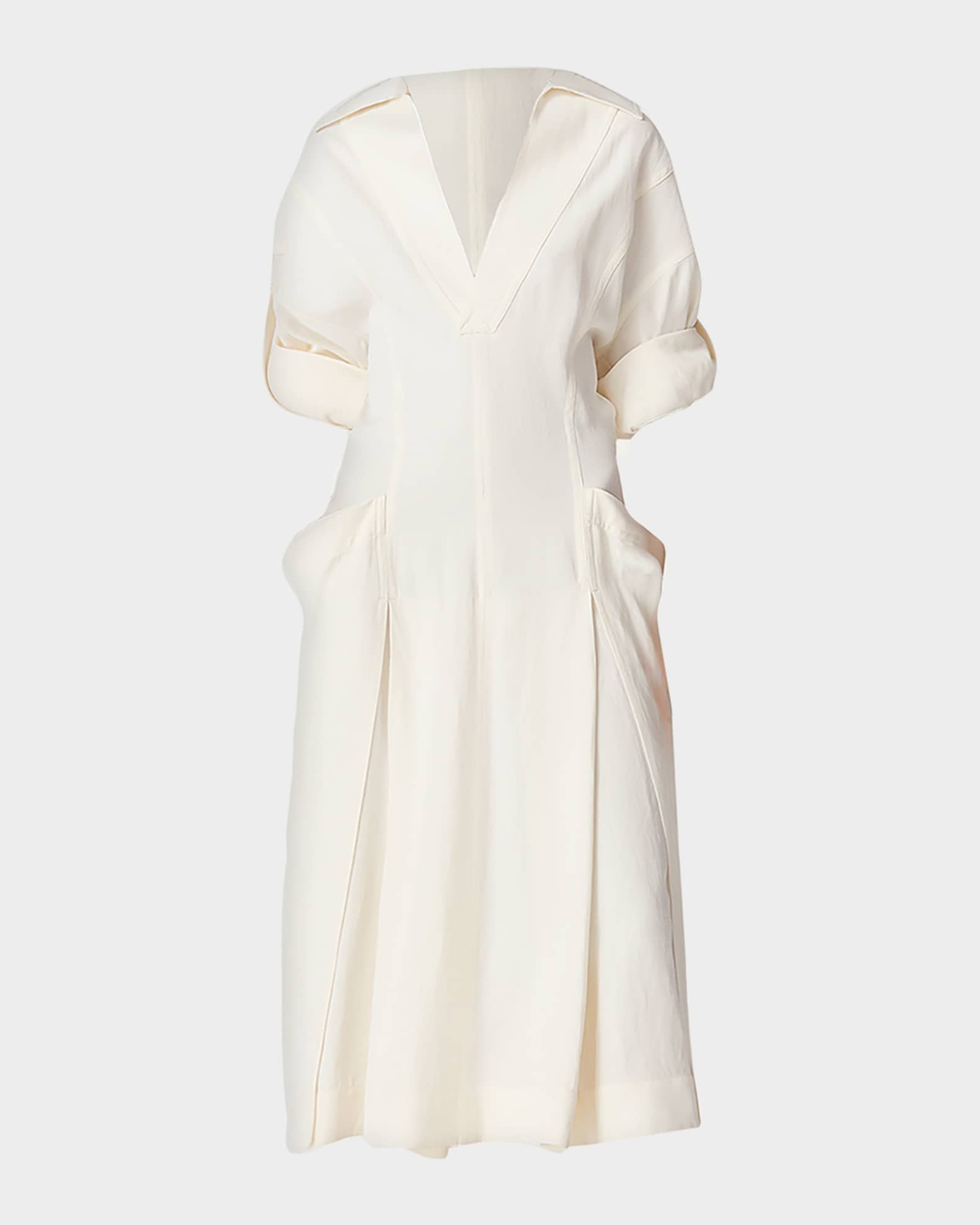 Fit-and-Flare Grainy Midi Dress with Frog Embellishments 0