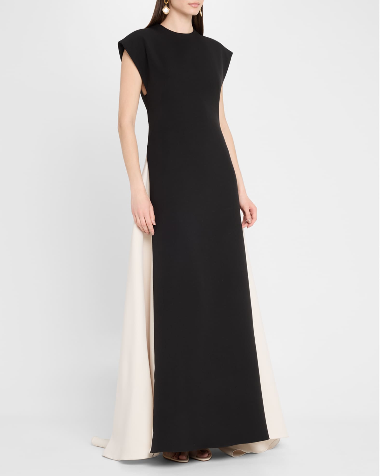 Open-Back Colorblock Cady Gown 1