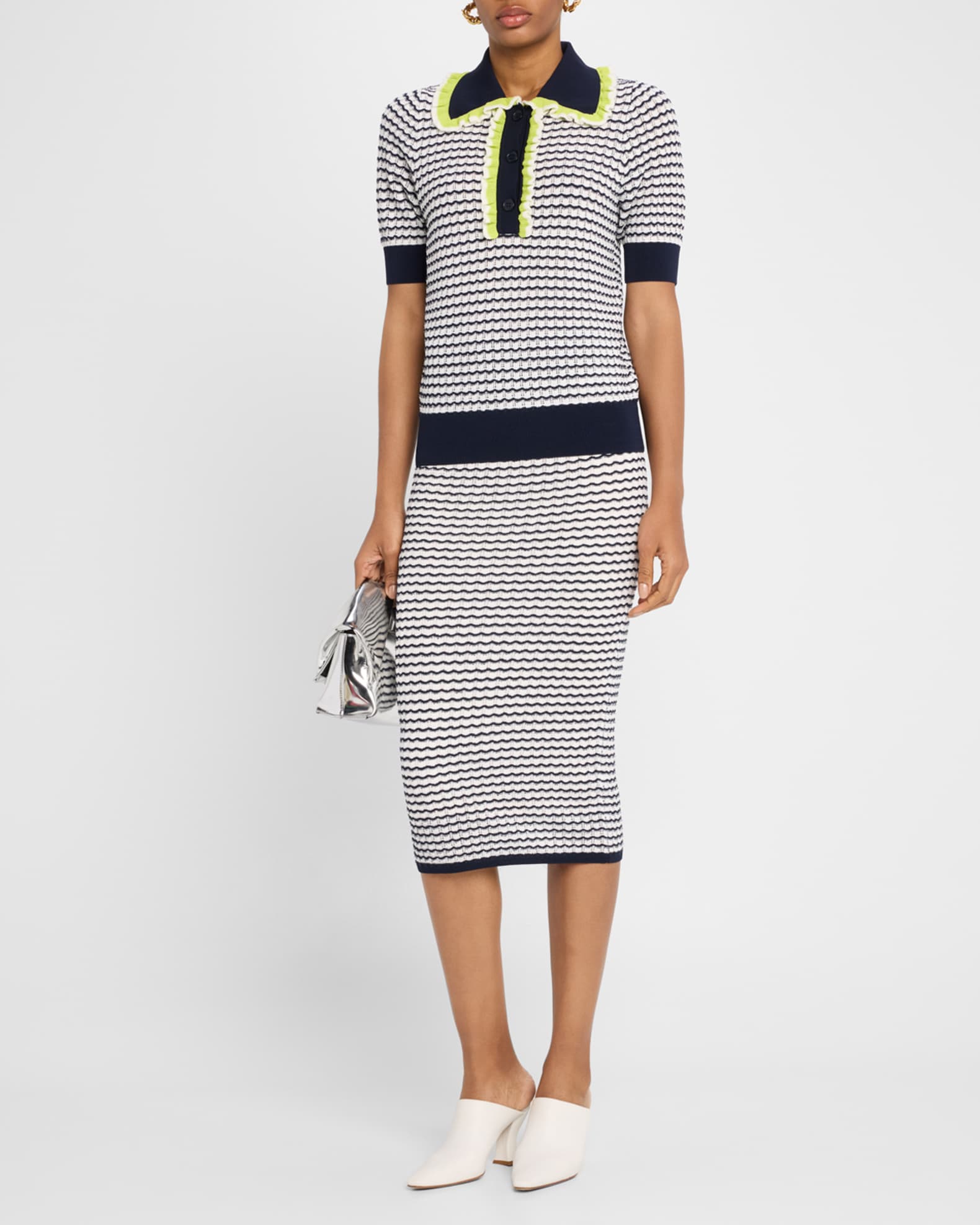 Stripe Knit Midi Skirt 1