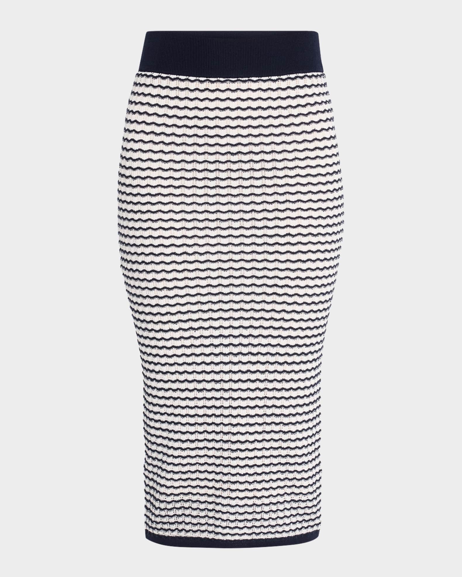 Stripe Knit Midi Skirt 0