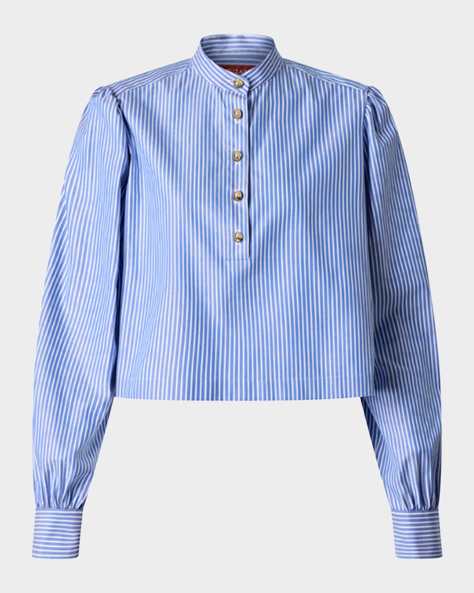 Margot Striped Crop Collared Top 0
