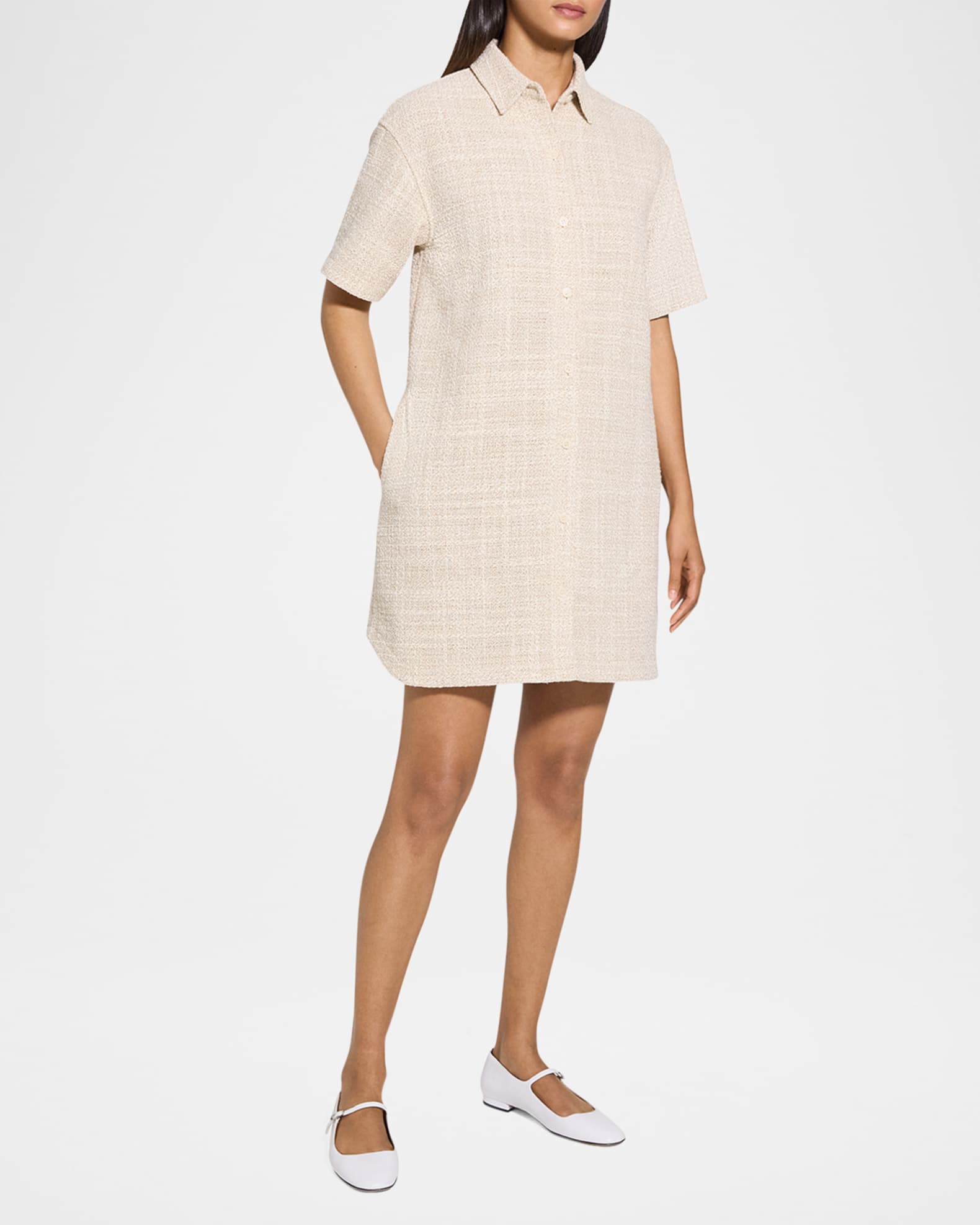 Short-Sleeve Tweed Shirtdress 1