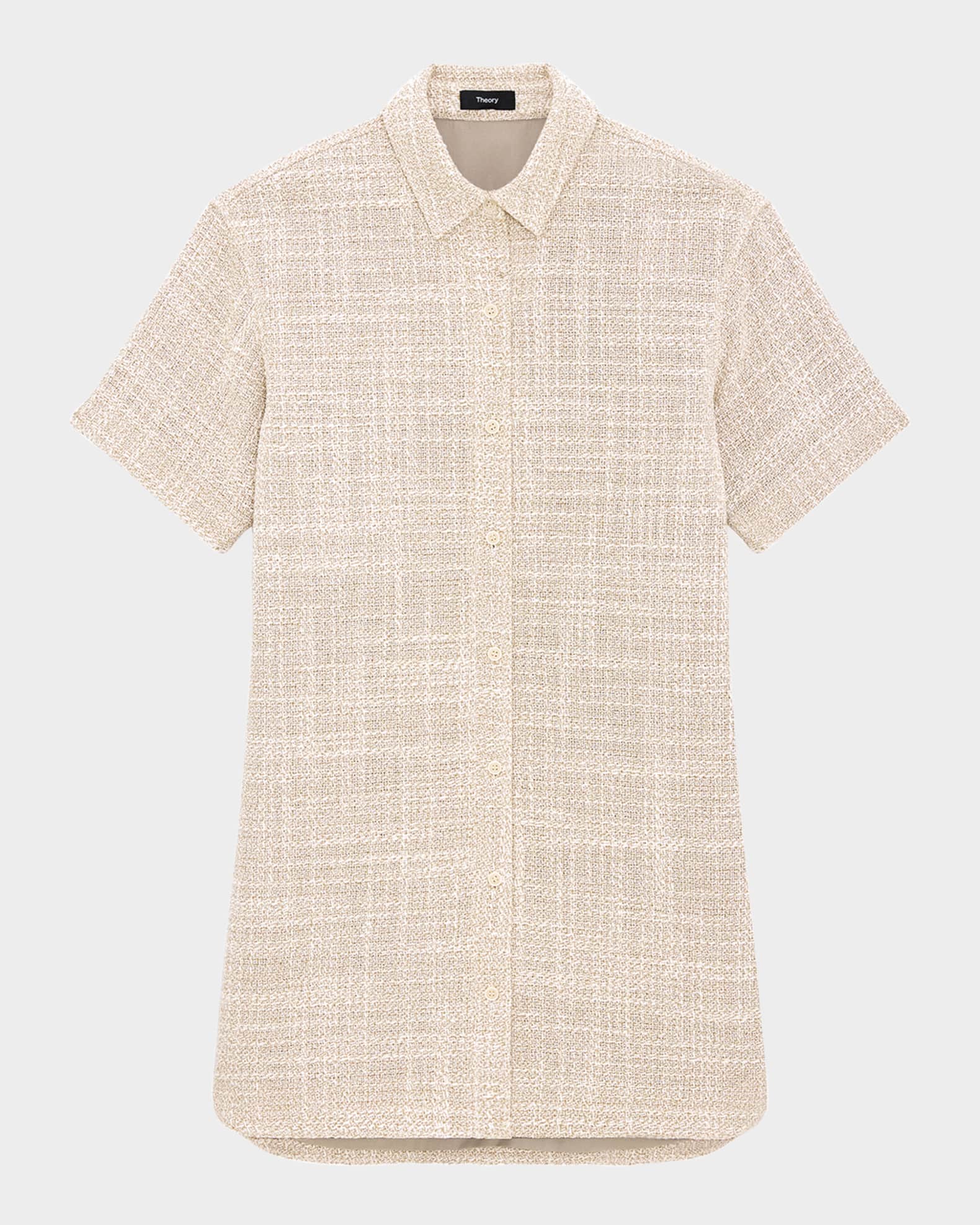 Short-Sleeve Tweed Shirtdress 0