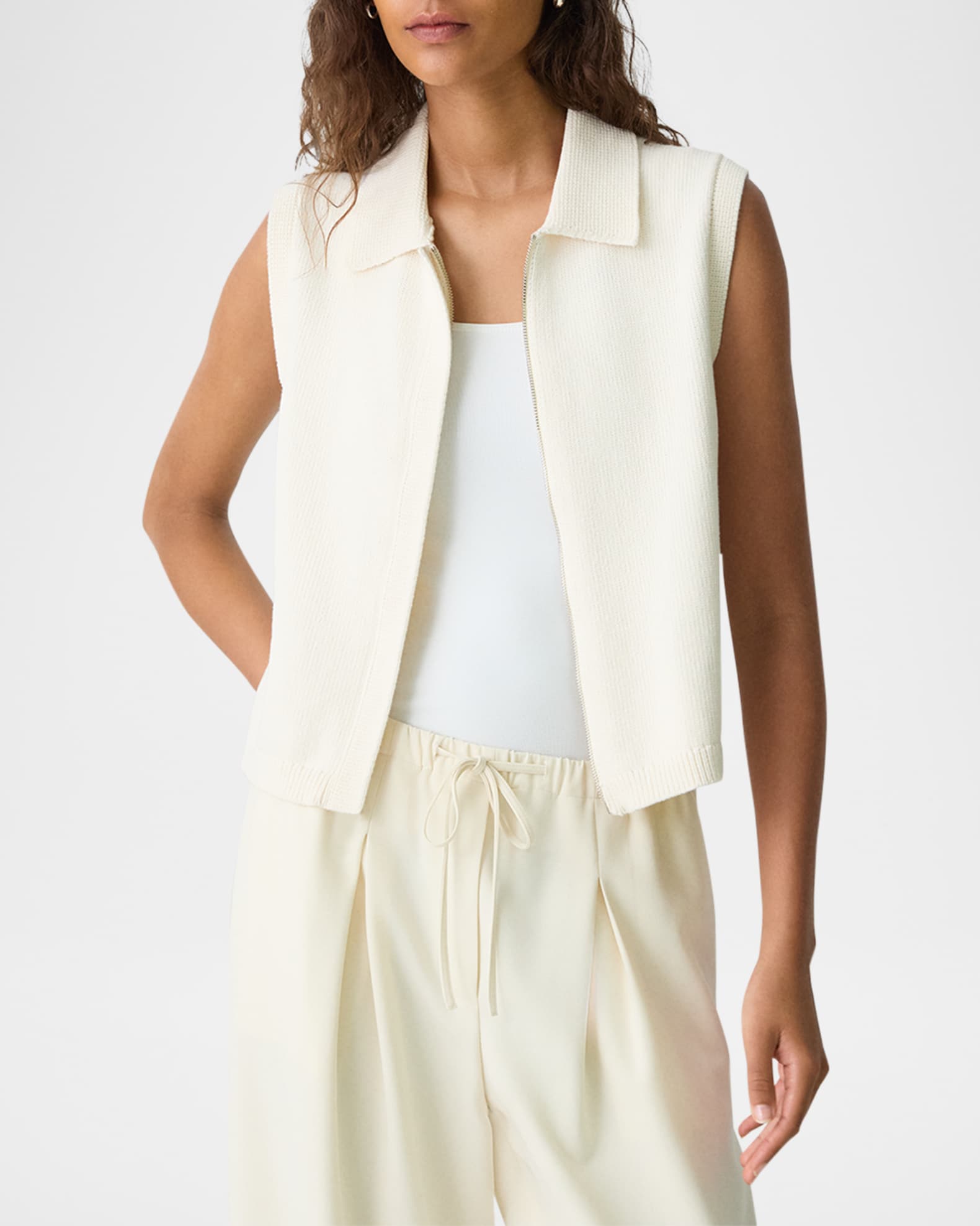 Theory Cotton Zip-Up Vest | Neiman Marcus