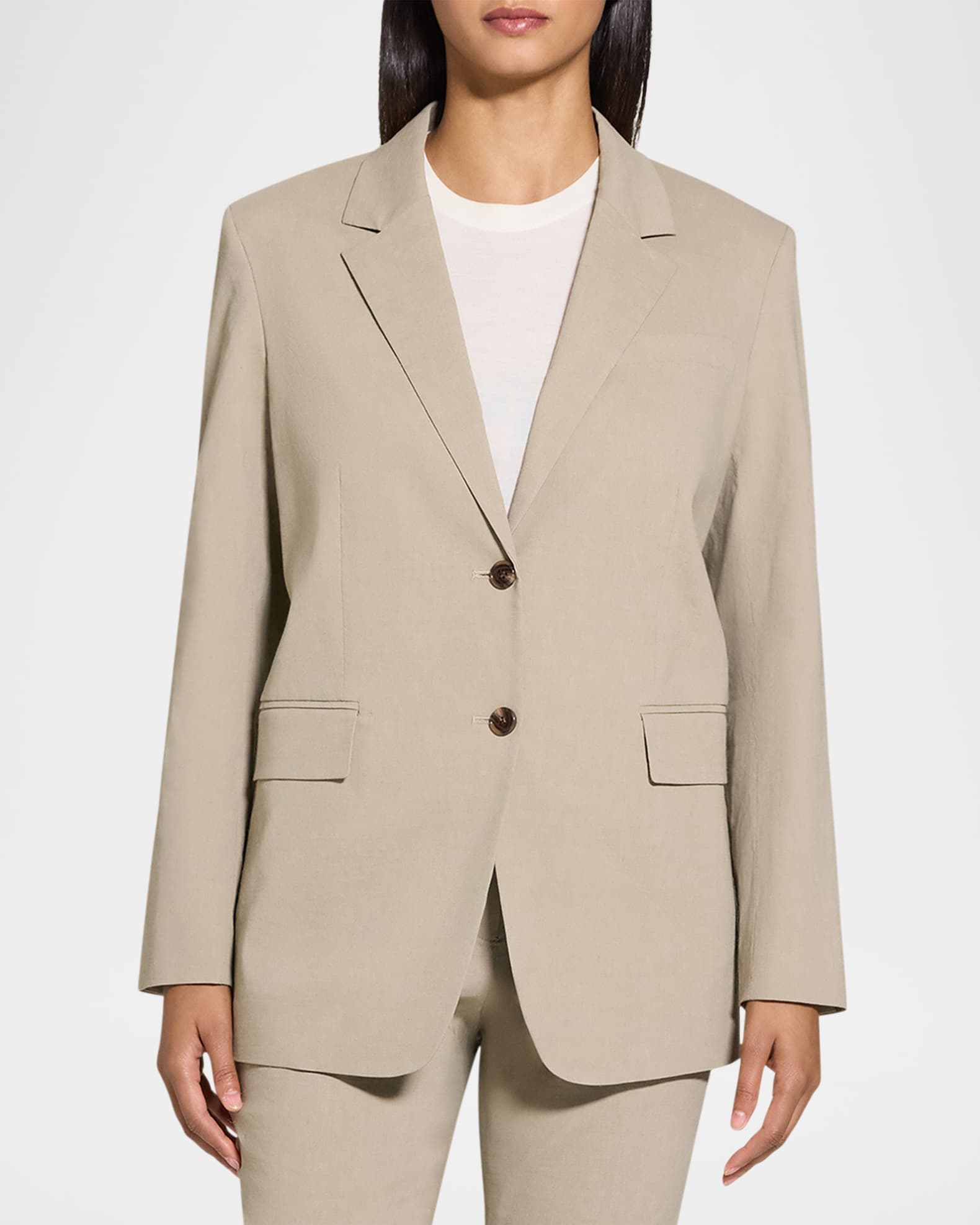 ジャケット・アウター Theory Good Crunch W RLD SLV Shawl UL Theory Oversized Crunch Linen Blazer | Neiman Marcus