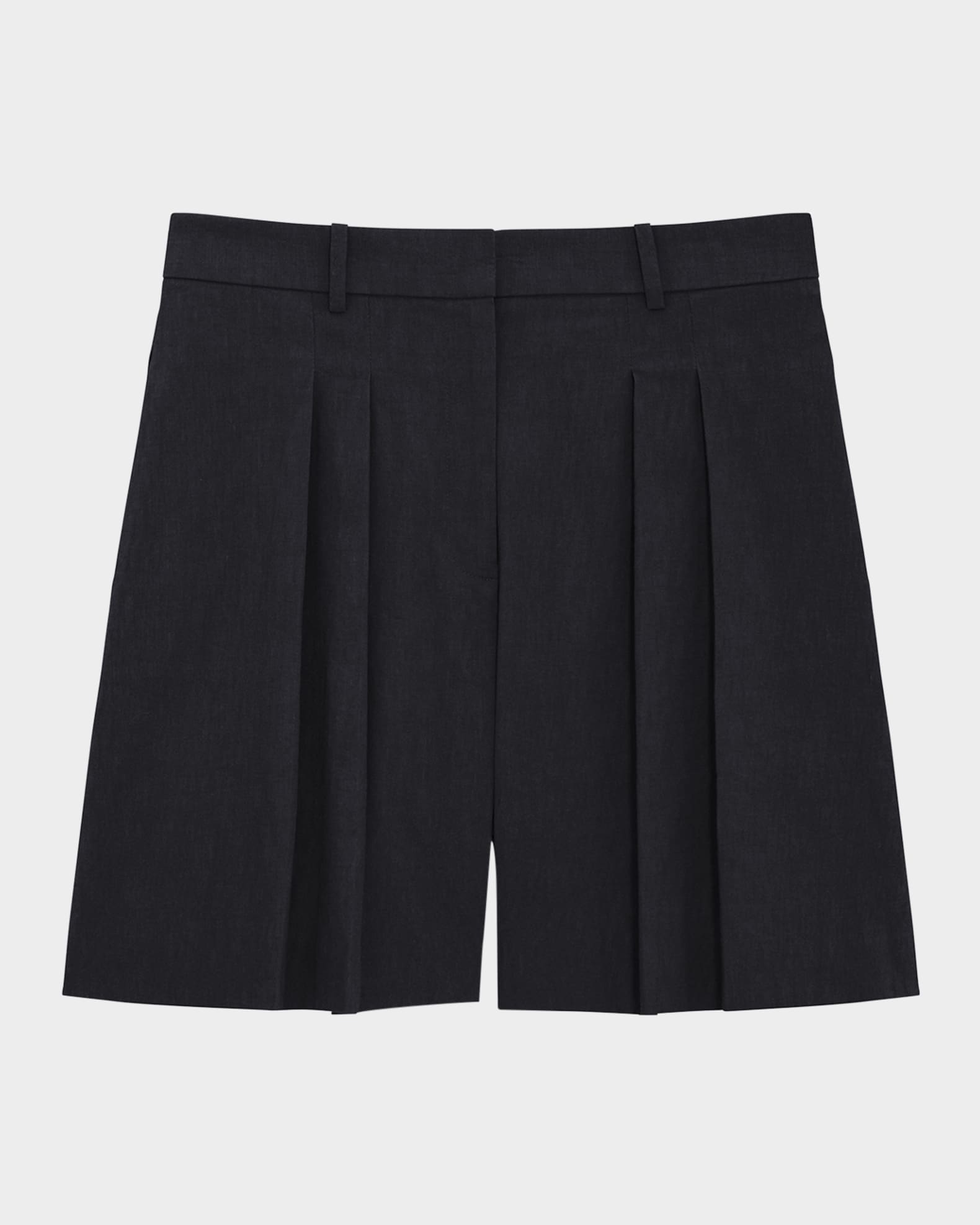 Pleated Crunch Linen Shorts 0