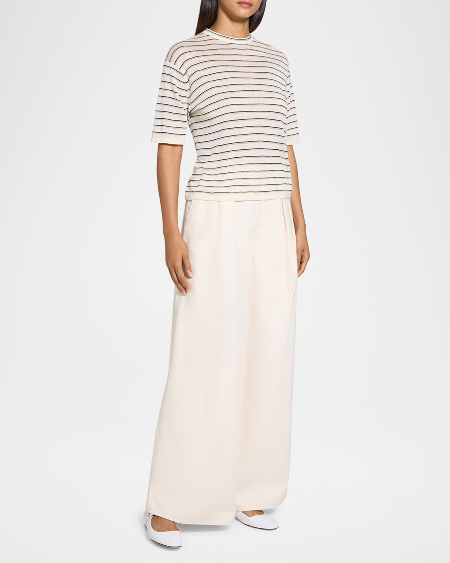 Stripe Knit Short-Sleeve Boyfriend Tee 1