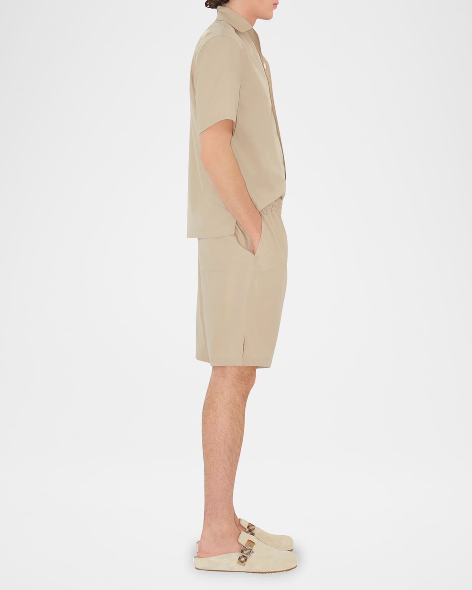 【送料&関税込】Burberry Embroidered Poplin Shorts Burberry Men's Logo-Embroidered Cotton Shorts | Neiman Marcus