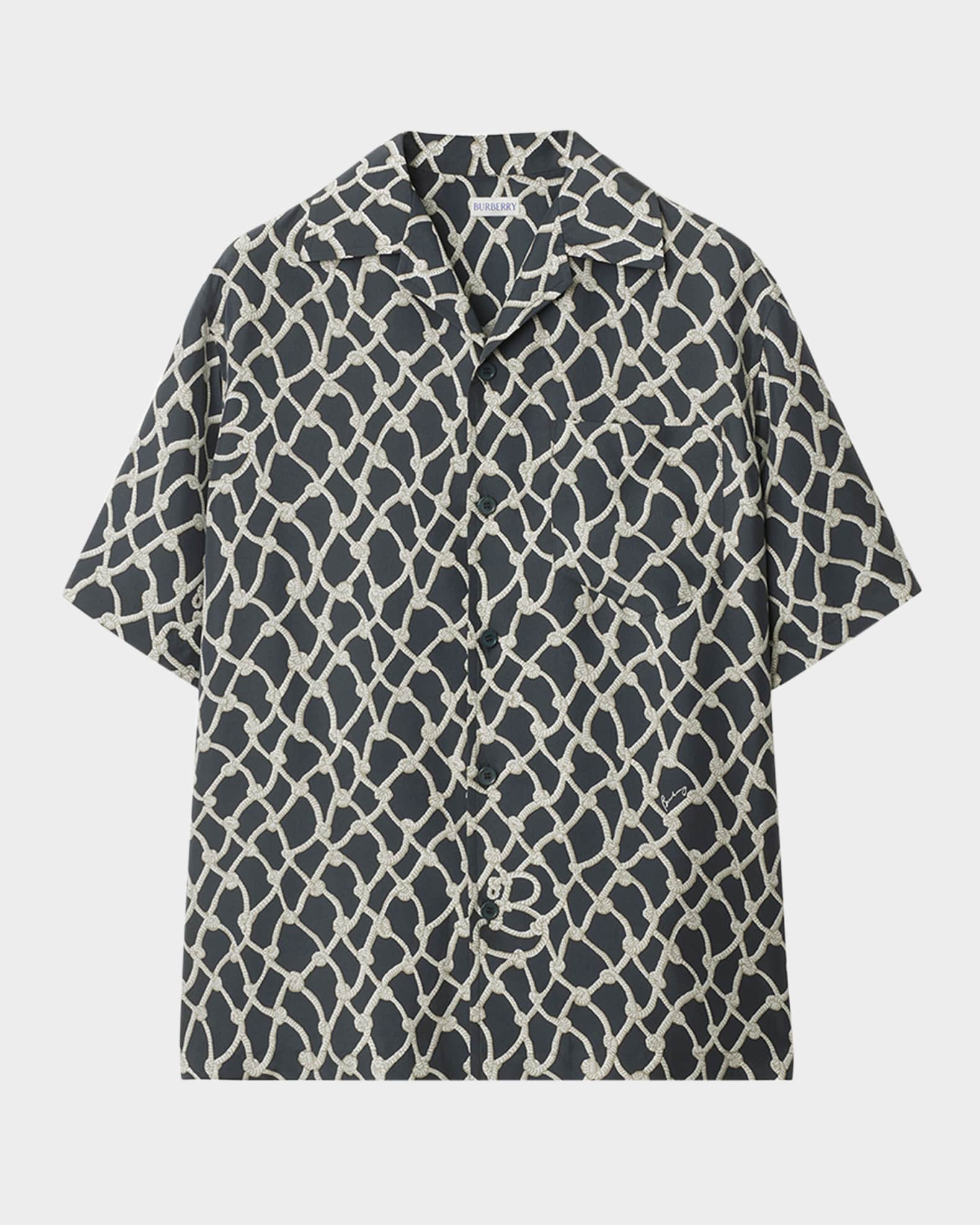Men's Silk Rope-Patterned Camp Shirt 0