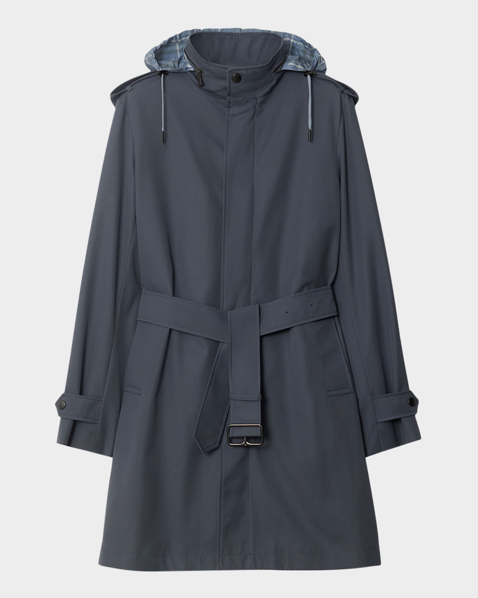 Men's Gabardine Trench Coat with Hood 0
