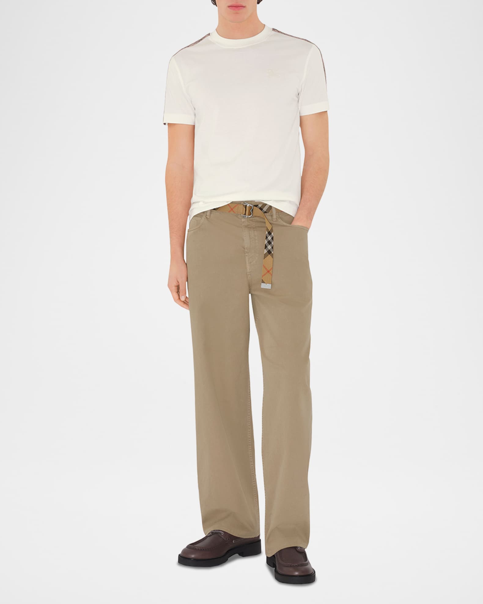 Tシャツ・カットソー Burberry SS25 Check tape t-shirt Burberry Men's Check Shoulder-Tape T-Shirt | Neiman Marcus