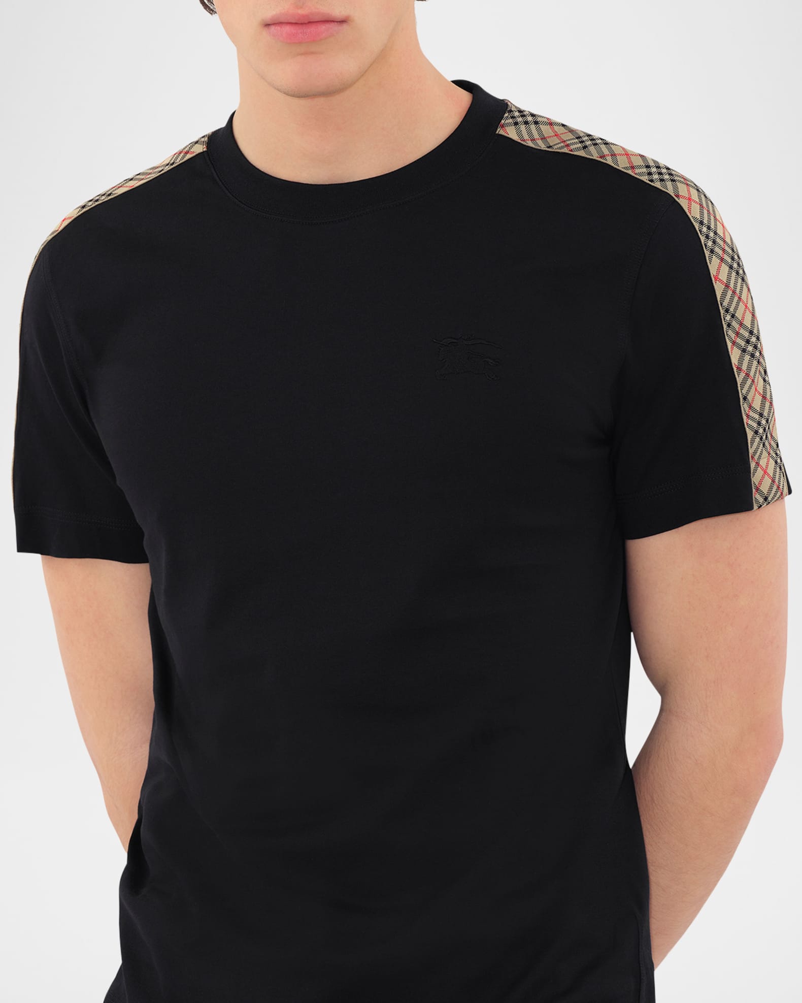 今 話題 の 人気 商品 Check-Trim Men's Burberry Cotton Marcus Neiman | T-Shirt トップス
