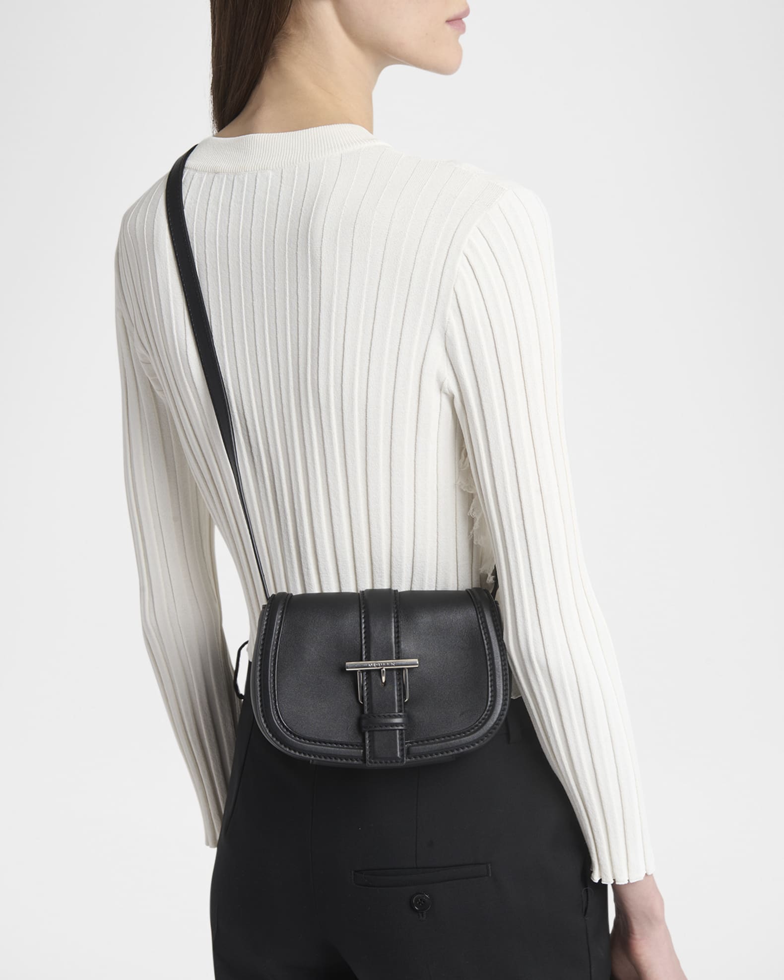 T-Bar Buckle Leather Crossbody Bag 1