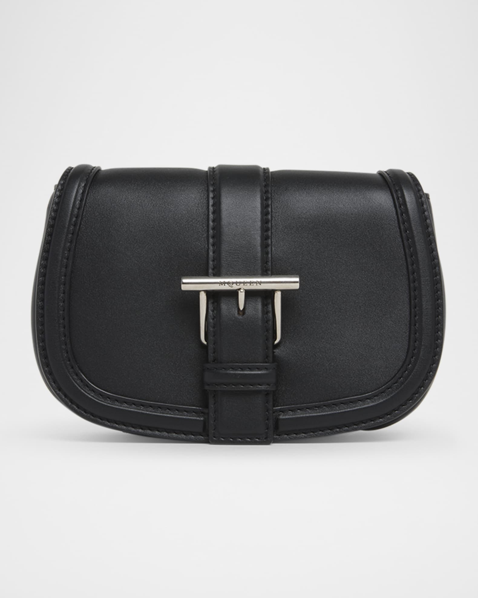 T-Bar Buckle Leather Crossbody Bag 0
