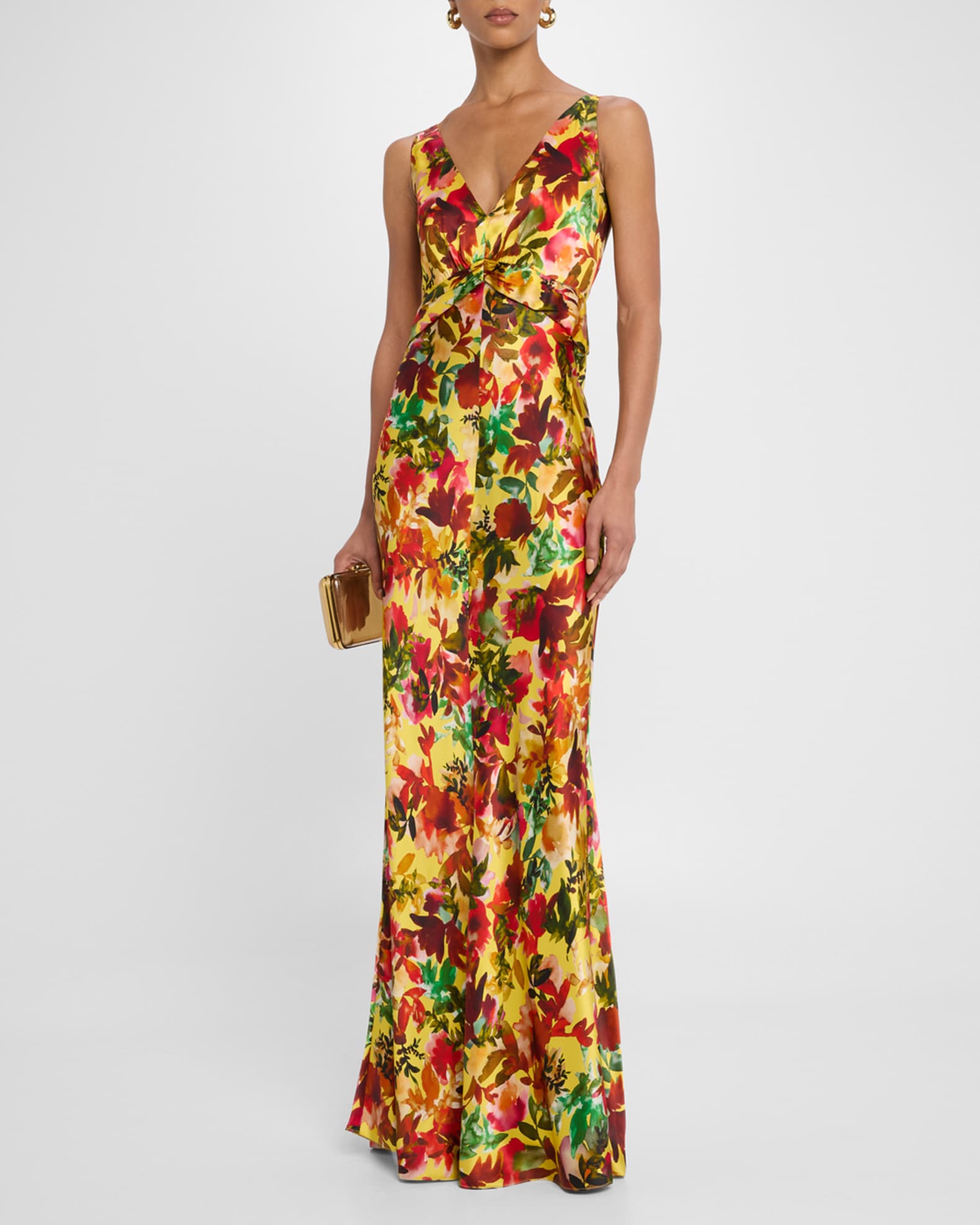 Wilhelmina Sleeveless Floral Silk Gown  1