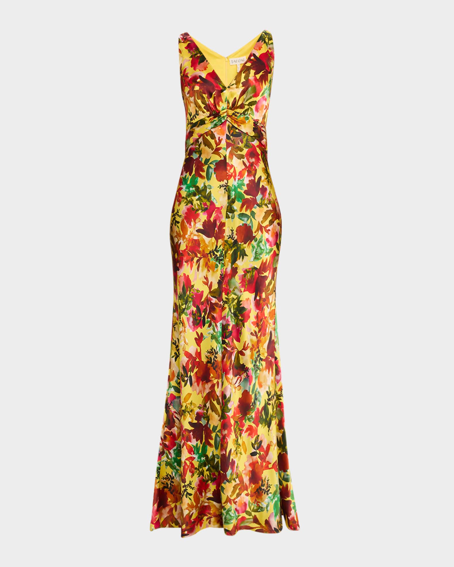 Wilhelmina Sleeveless Floral Silk Gown  0