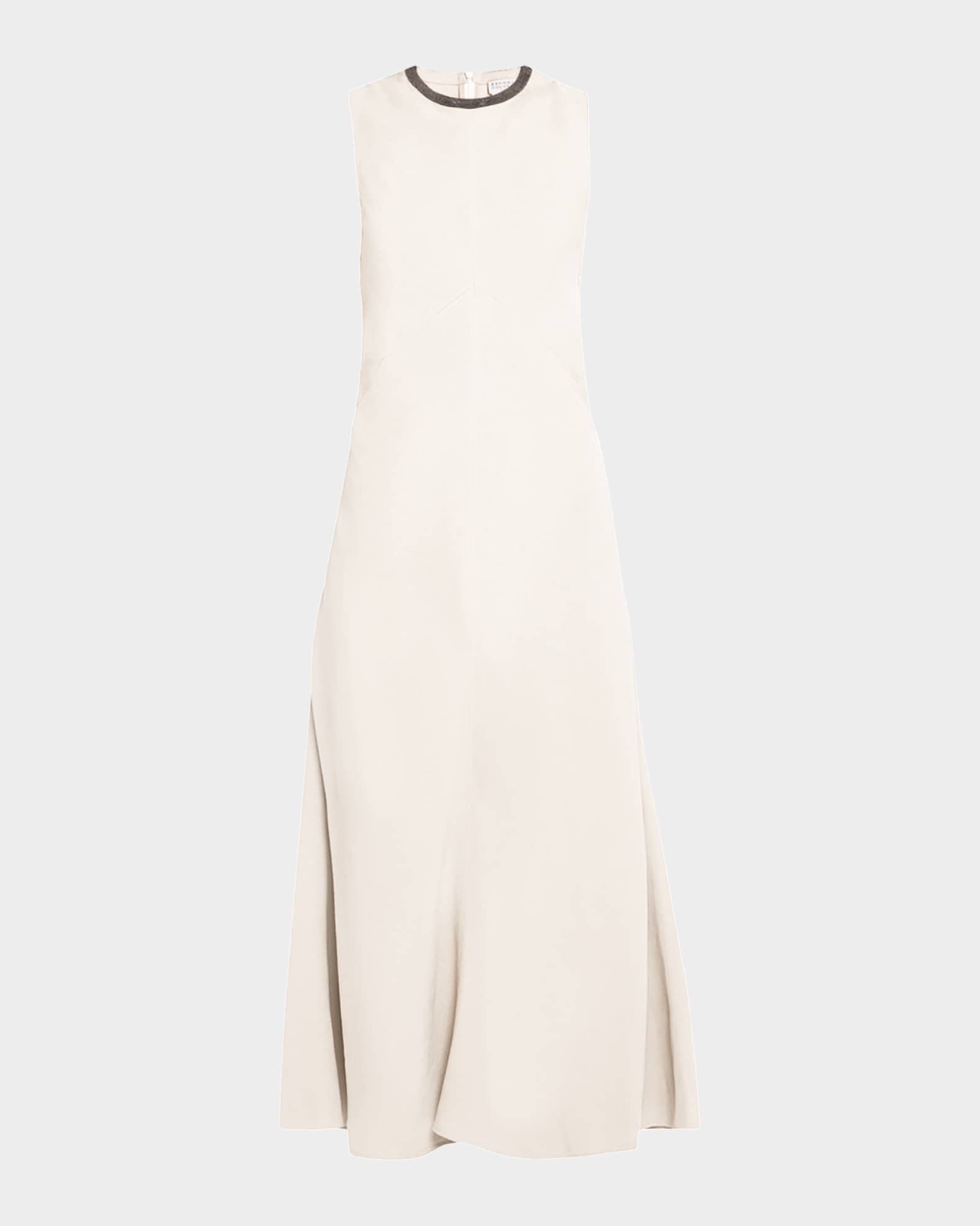 Brunello Cucinelli Monili Neckline Linen Twill Dress