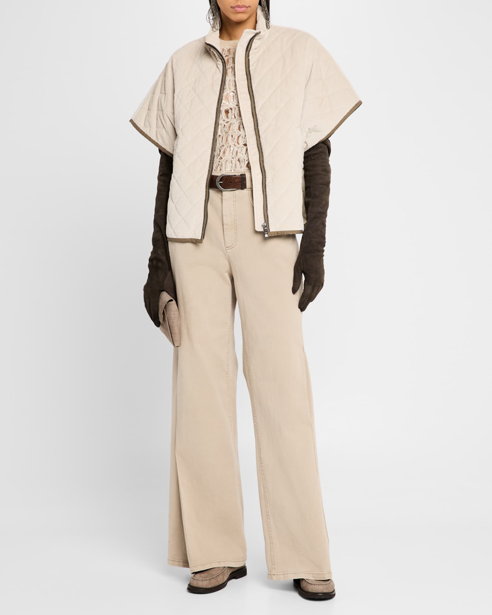 Corduroy Short-Sleeve Cashmere Padded Thermal Jacket 1