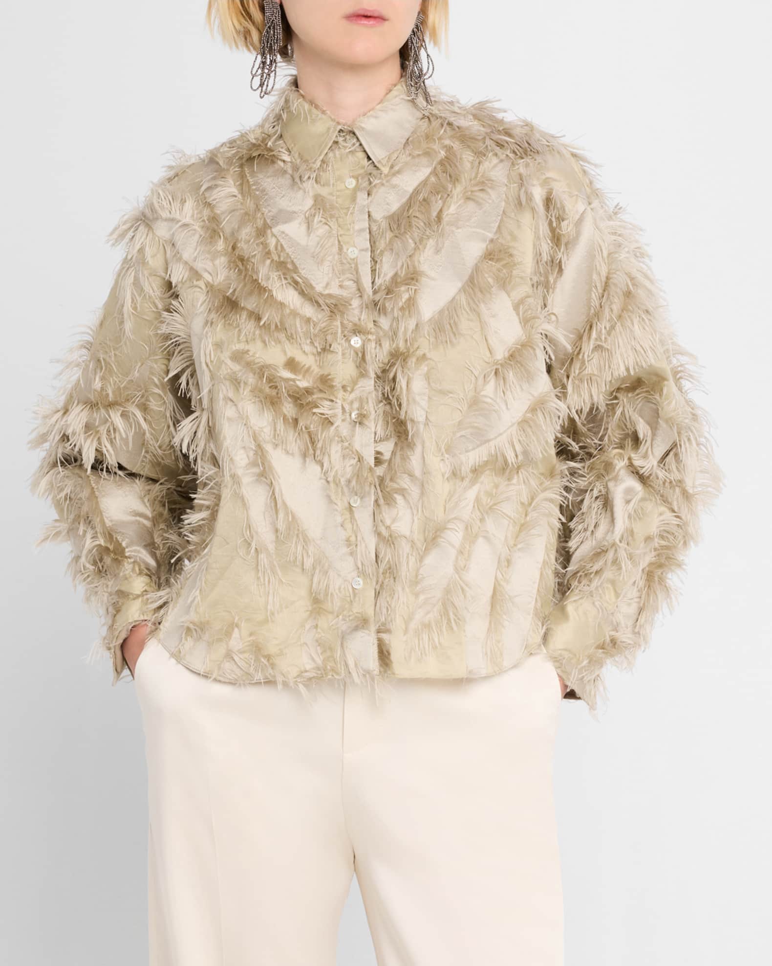 アウターその他 BRUNELLO CUCINELLI Embroidered jacket Beige Brunello Cucinelli - Beige Field Jacket | Mitchell Stores