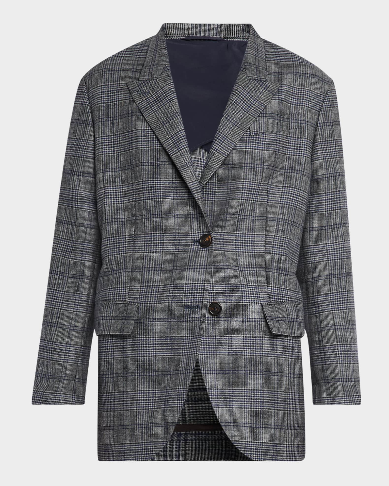 関税込/BRUNELLO CUCINELLI ベルト付 ウールブレザー ジャケット Brunello Cucinelli Belted Wool Prince Of Wales Single