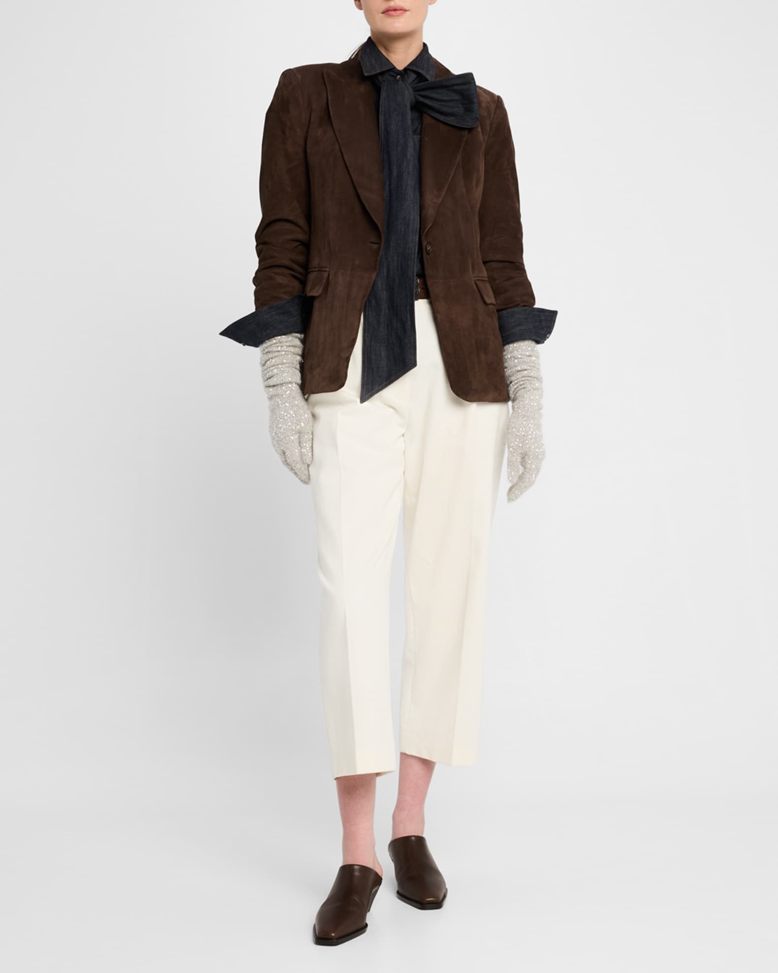 Suede Single-Breasted Blazer Jacket 1