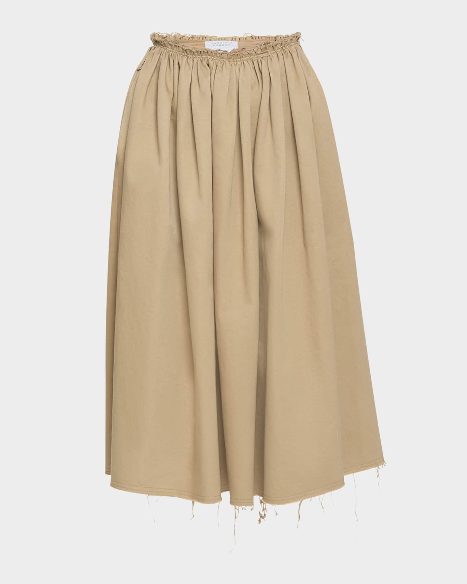 Chiara Frayed Poplin Midi Skirt 0
