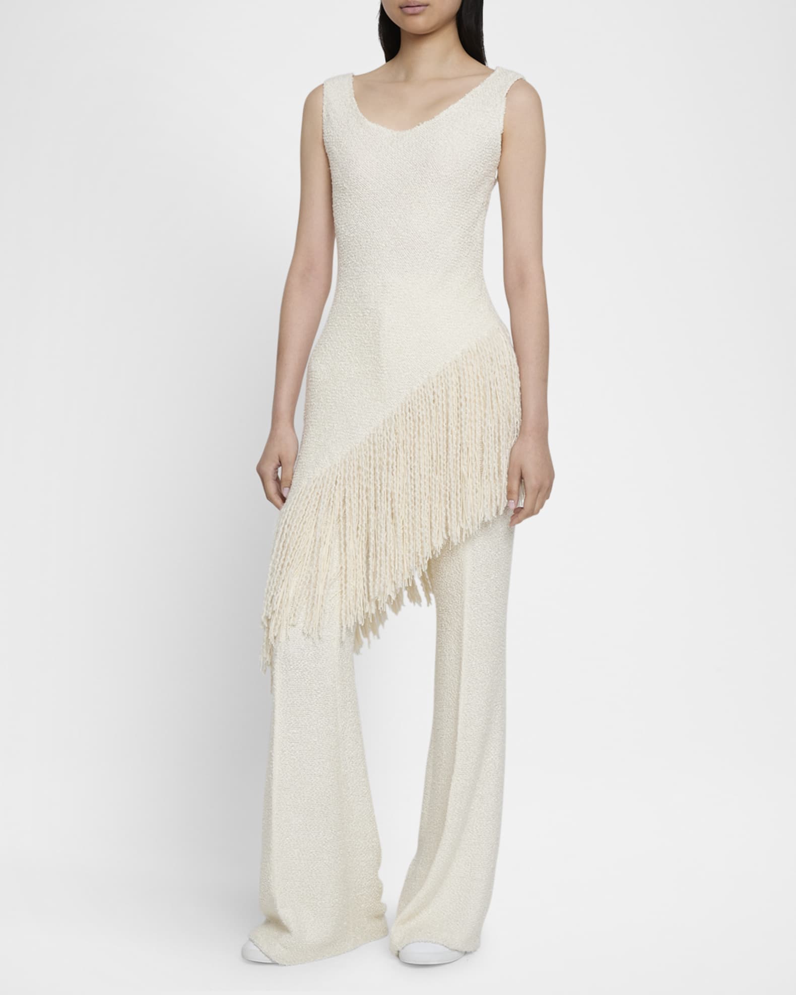 Gabriela Hearst Ursin Fringed Silk Bouclé Top | Neiman Marcus