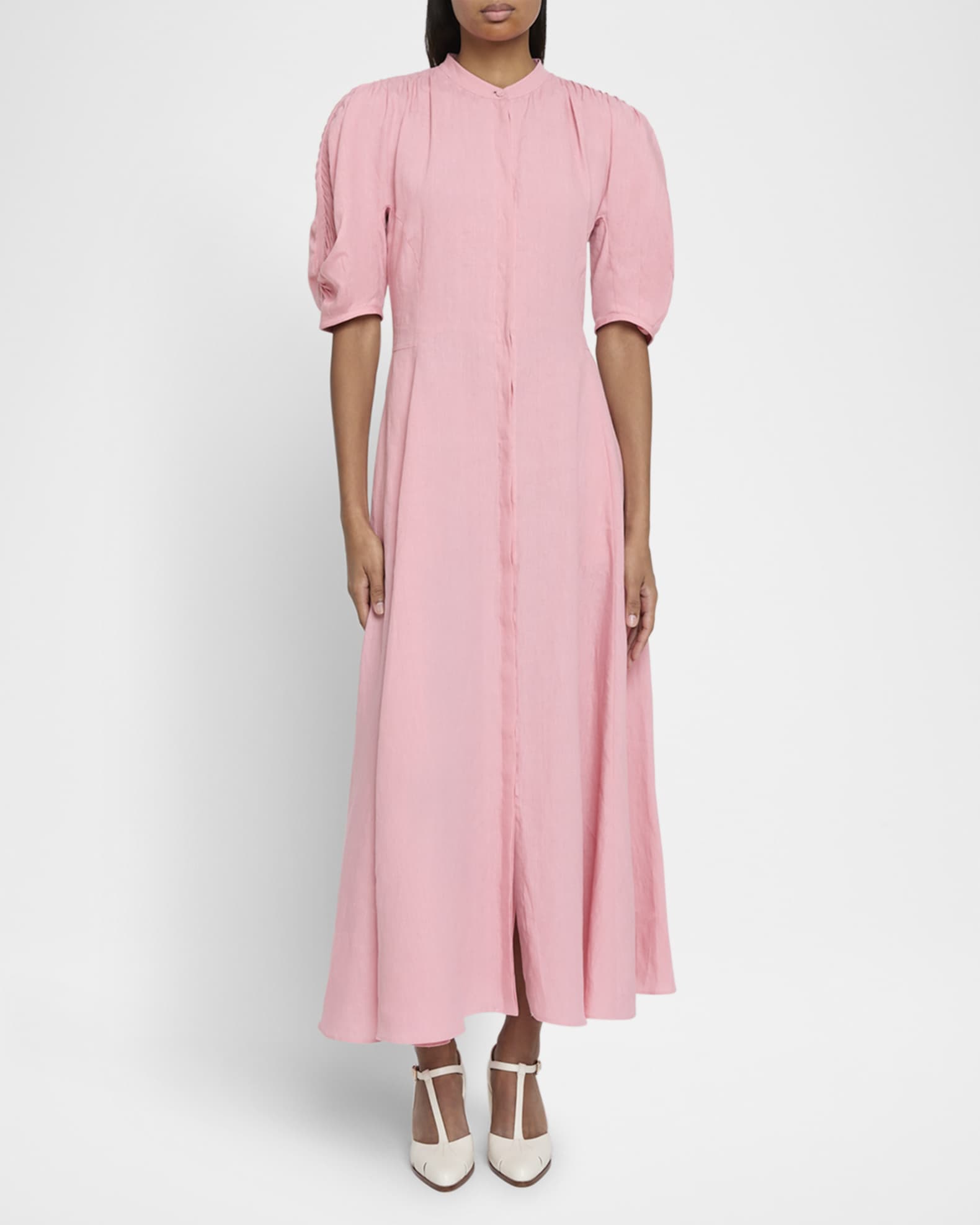 Arabella Puff-Sleeve Linen Dress 1