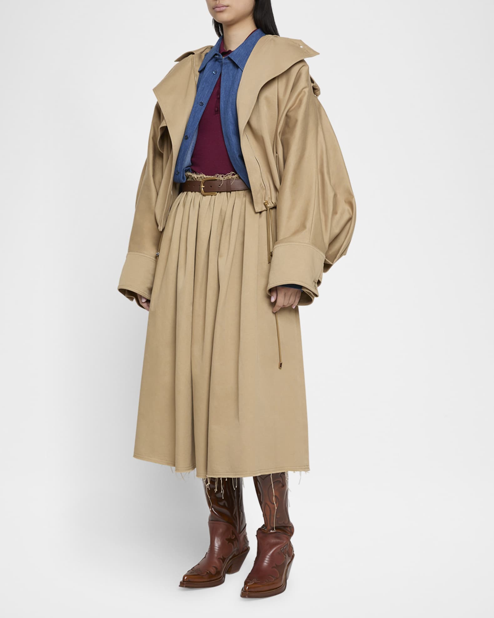 Gabriela Hearst Hunt Drawcord Oversized Trench Jacket | Neiman Marcus