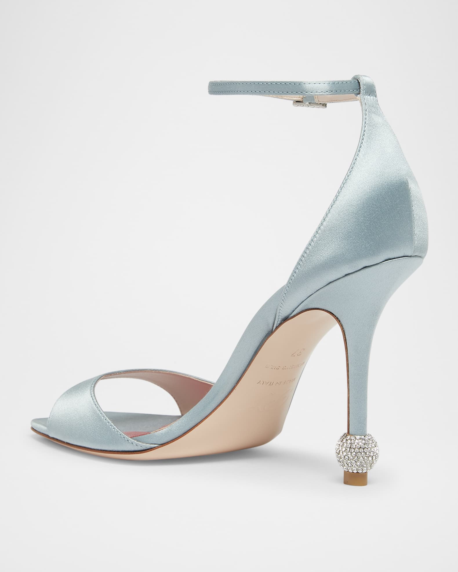 Marlene Strass-Heel Satin Ankle-Strap Sandals 1