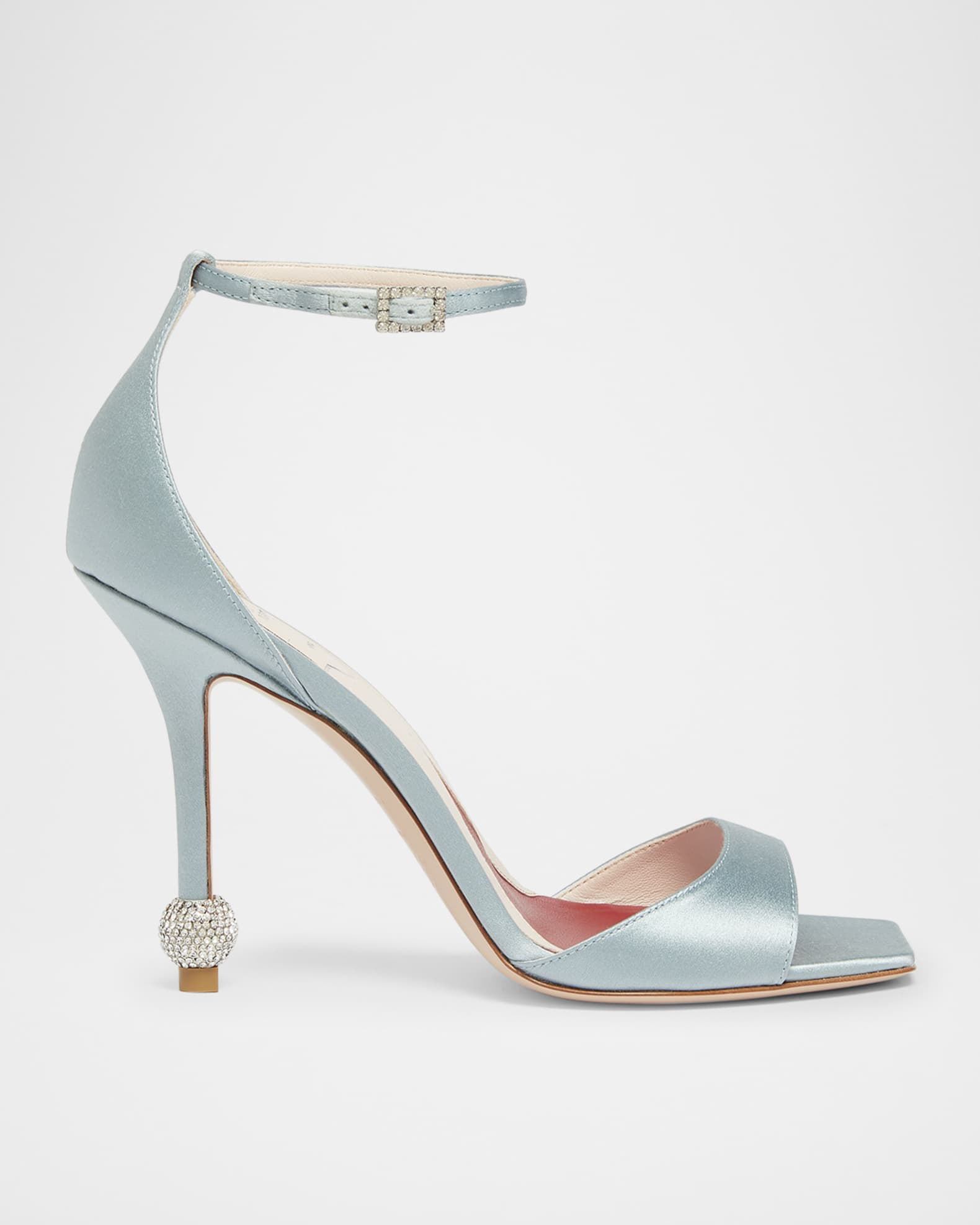 Marlene Strass-Heel Satin Ankle-Strap Sandals 0