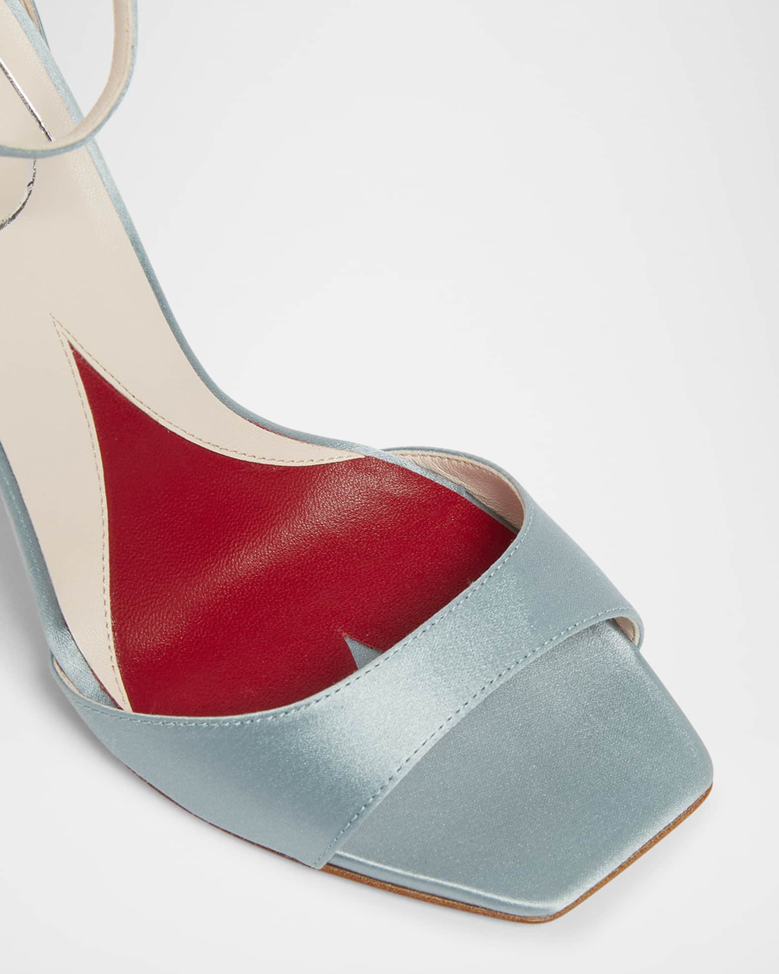 Roger Vivier Marlene Strass-Heel Satin Ankle-Strap Sandals