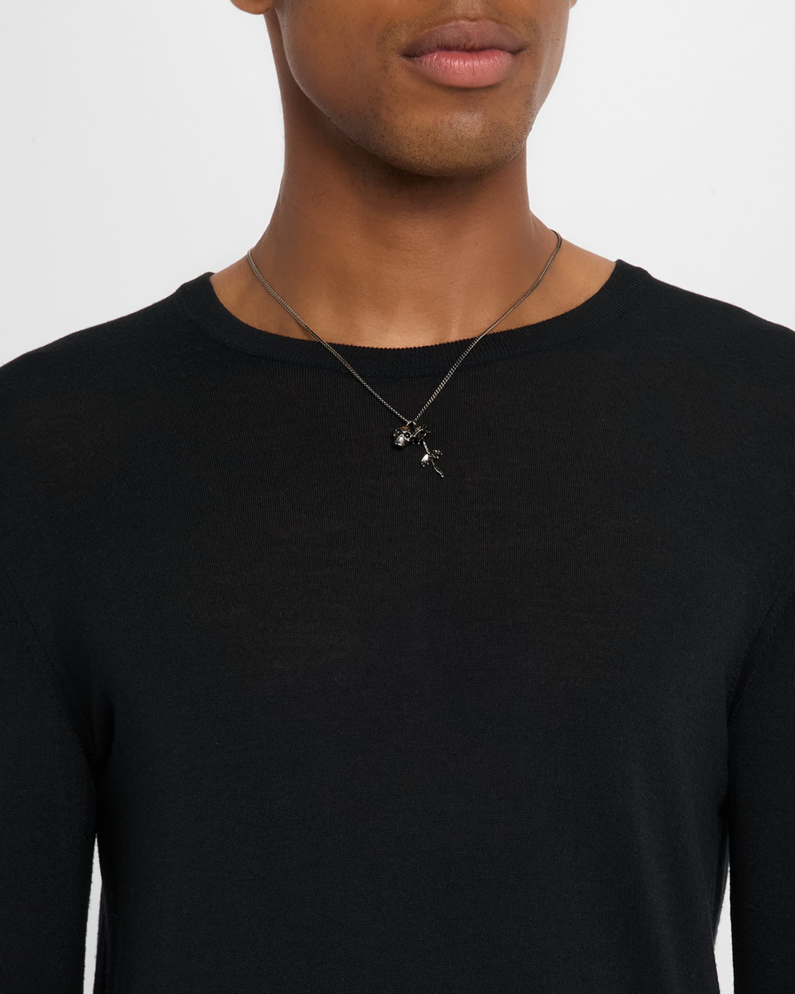 Men's Skull and Rose Pendant Necklace 1