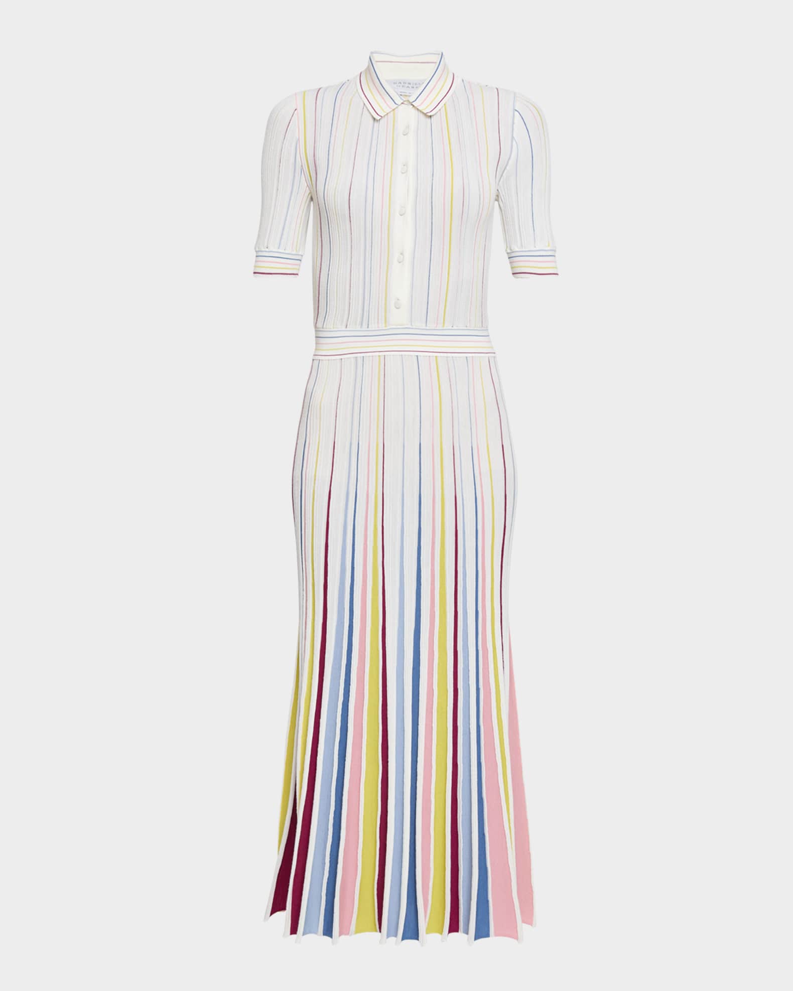 Calypso Pinstripe Pleated Merino Wool Dress 0