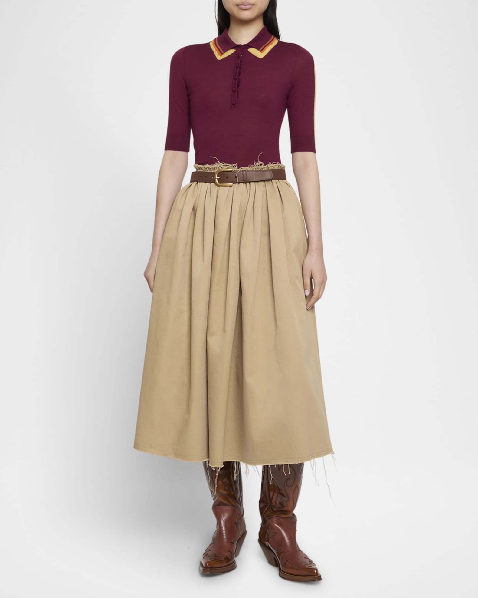 Wendelyn Cashmere-Silk Polo Top 1