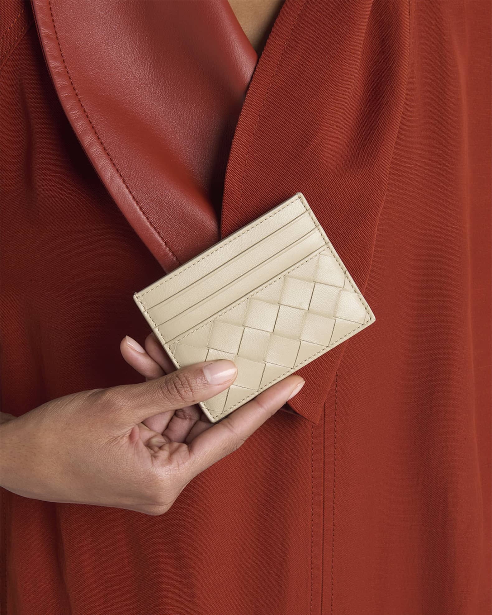 Intrecciato Leather Card Holder 1