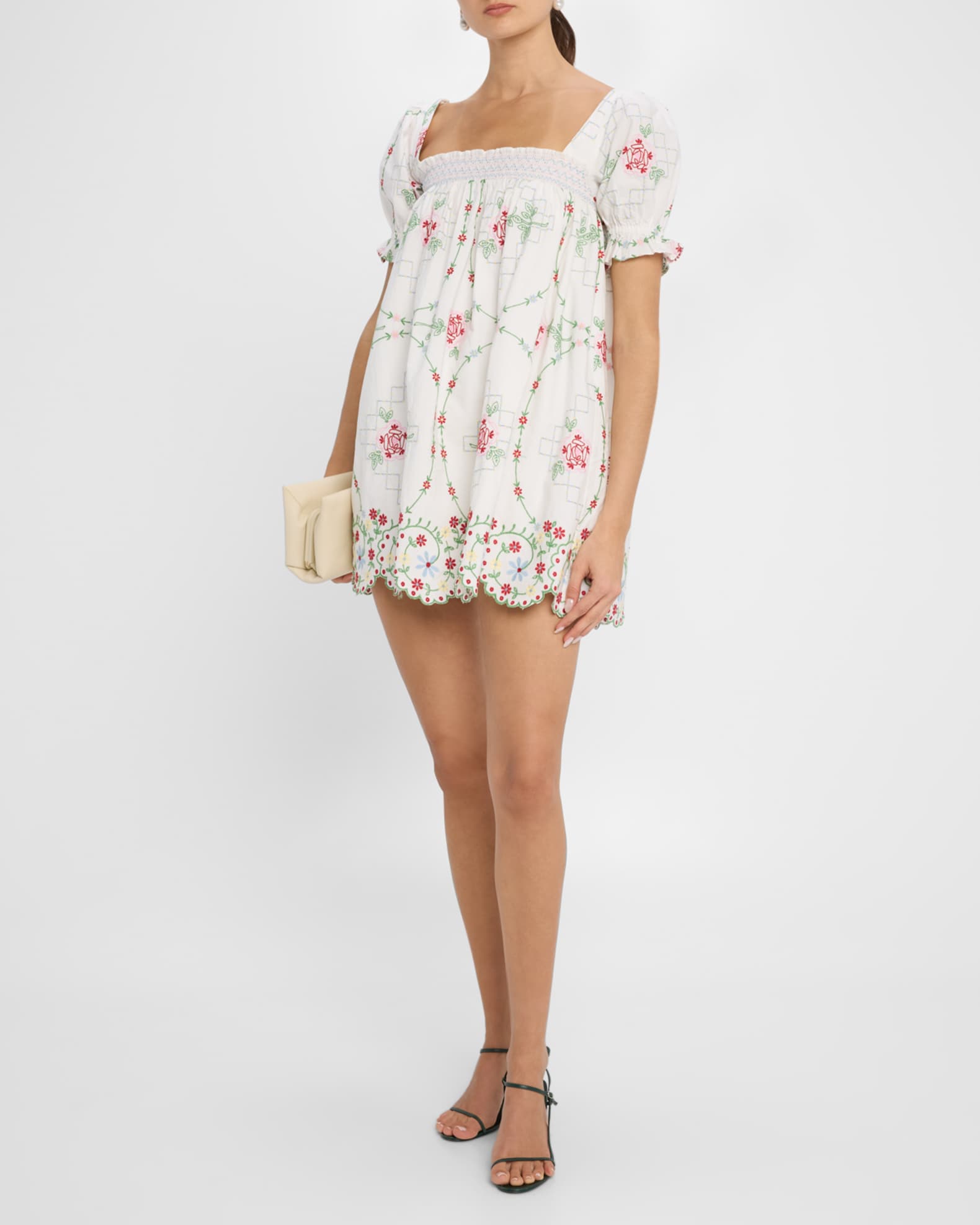 Damson Madder Lulu Rose Embroidered Mini Dress | Neiman Marcus