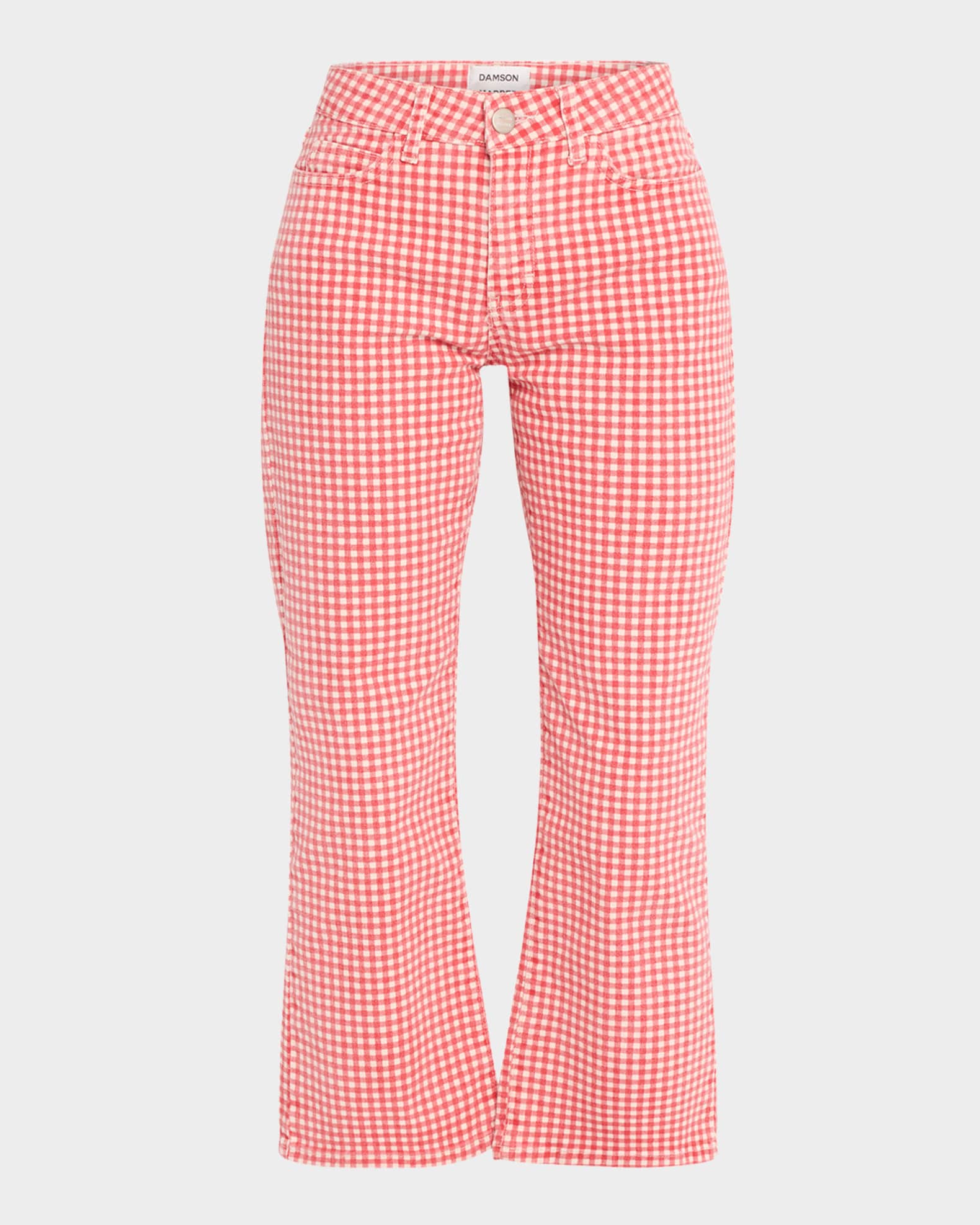 Kenny Gingham Kick-Flare Crop Jeans 0