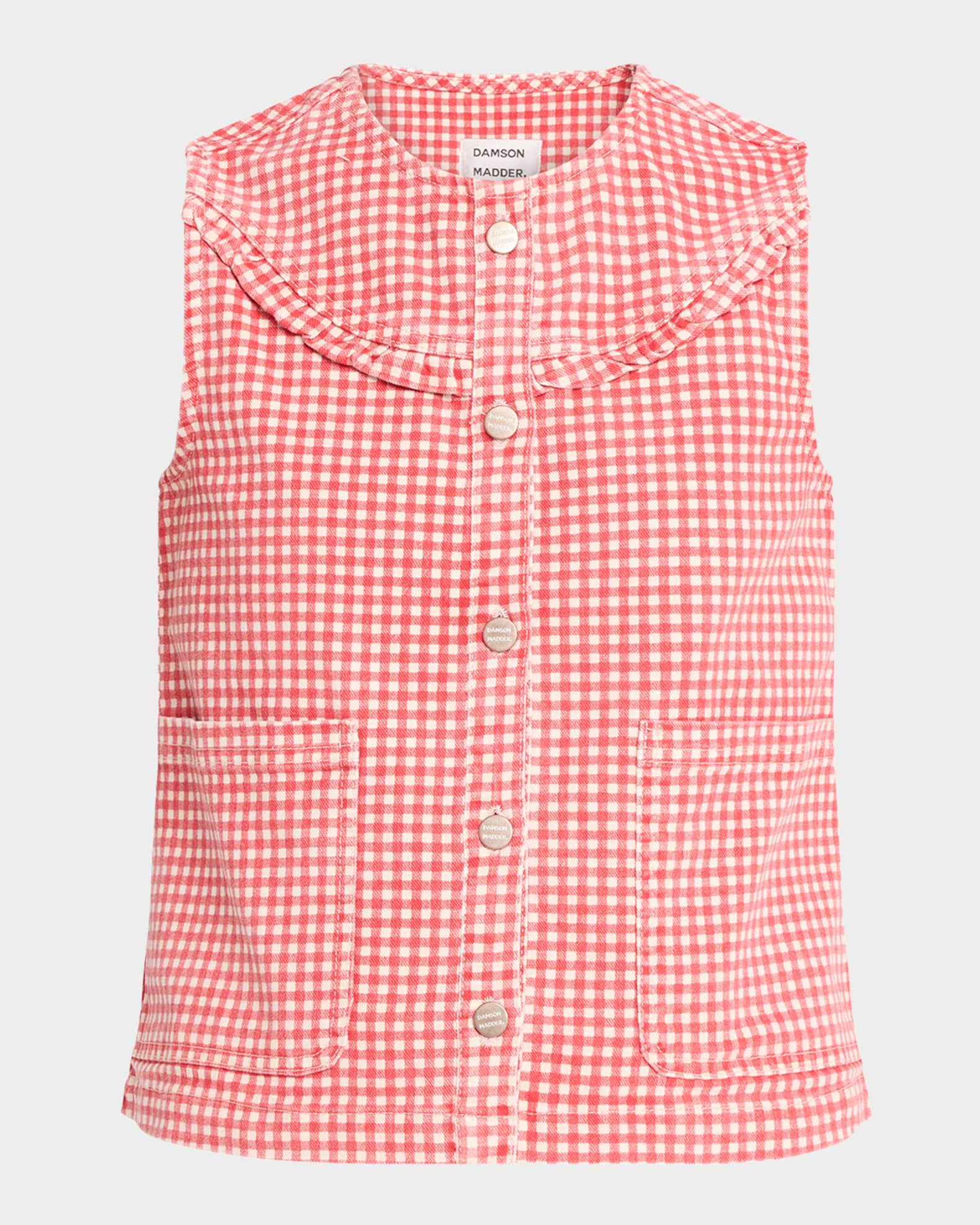 Mari Gingham Button-Front Top 0