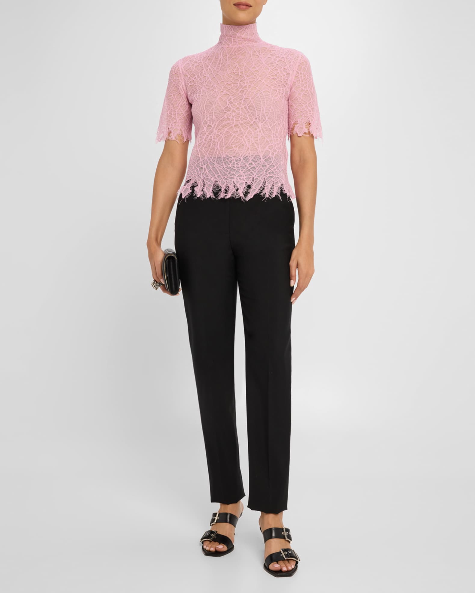 Spider Lace High-Neck Silk Top 1