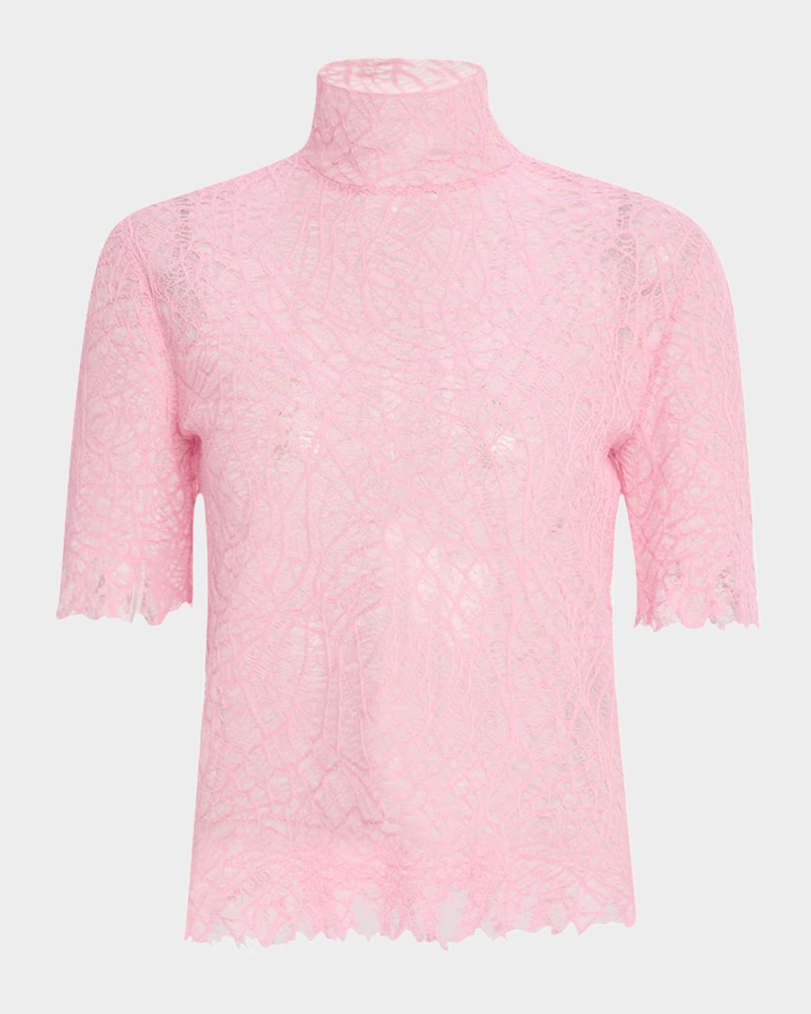 Spider Lace High-Neck Silk Top 0