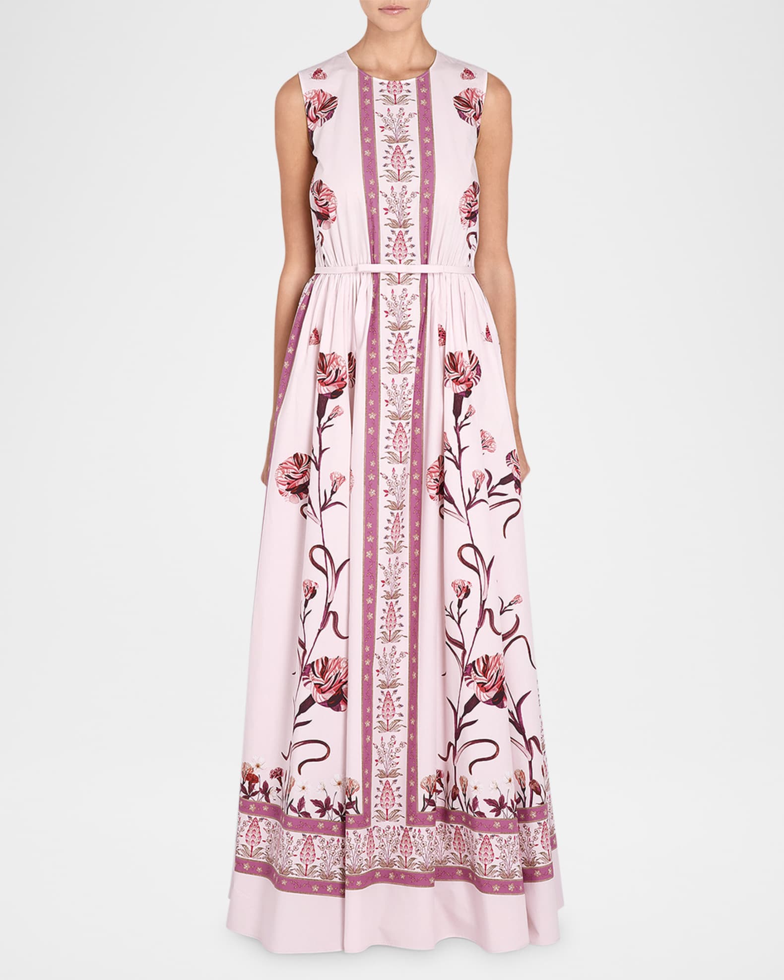 Border-Print Bow Sleeveless Maxi Dress 1