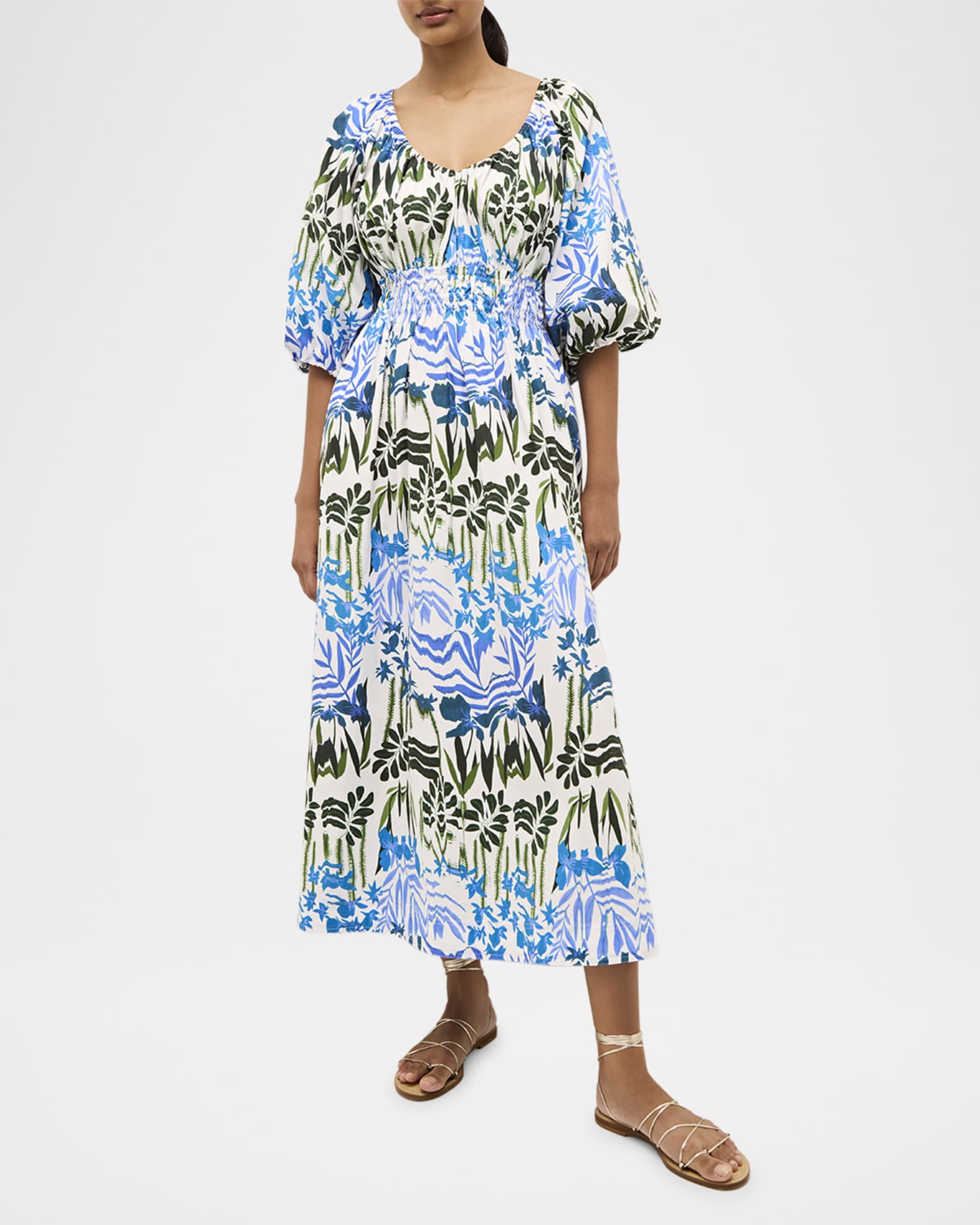 Ava Pleated Off-Shoulder Cotton Midi Dress 1