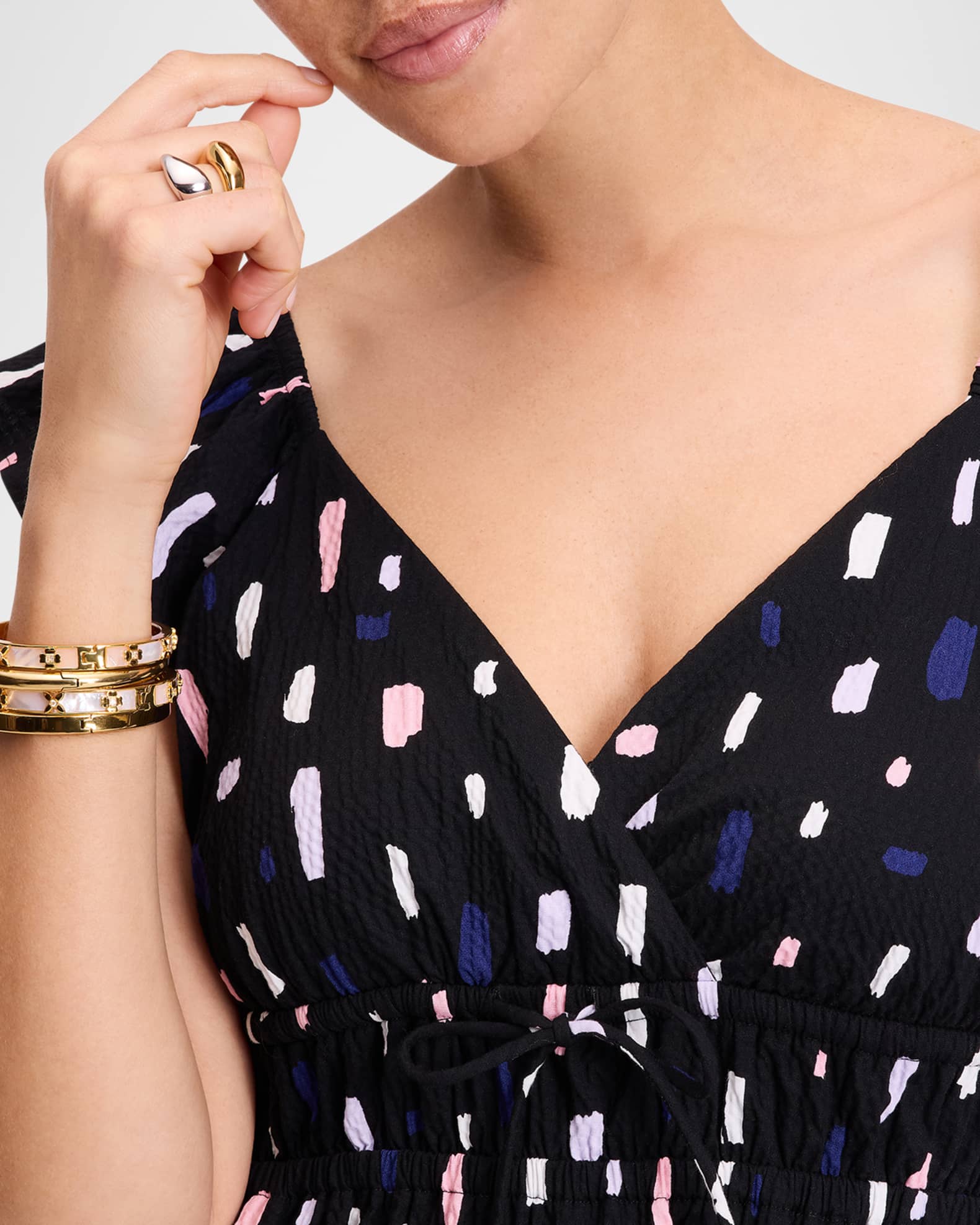 kate spade new york painterly strokes tiered seersucker midi