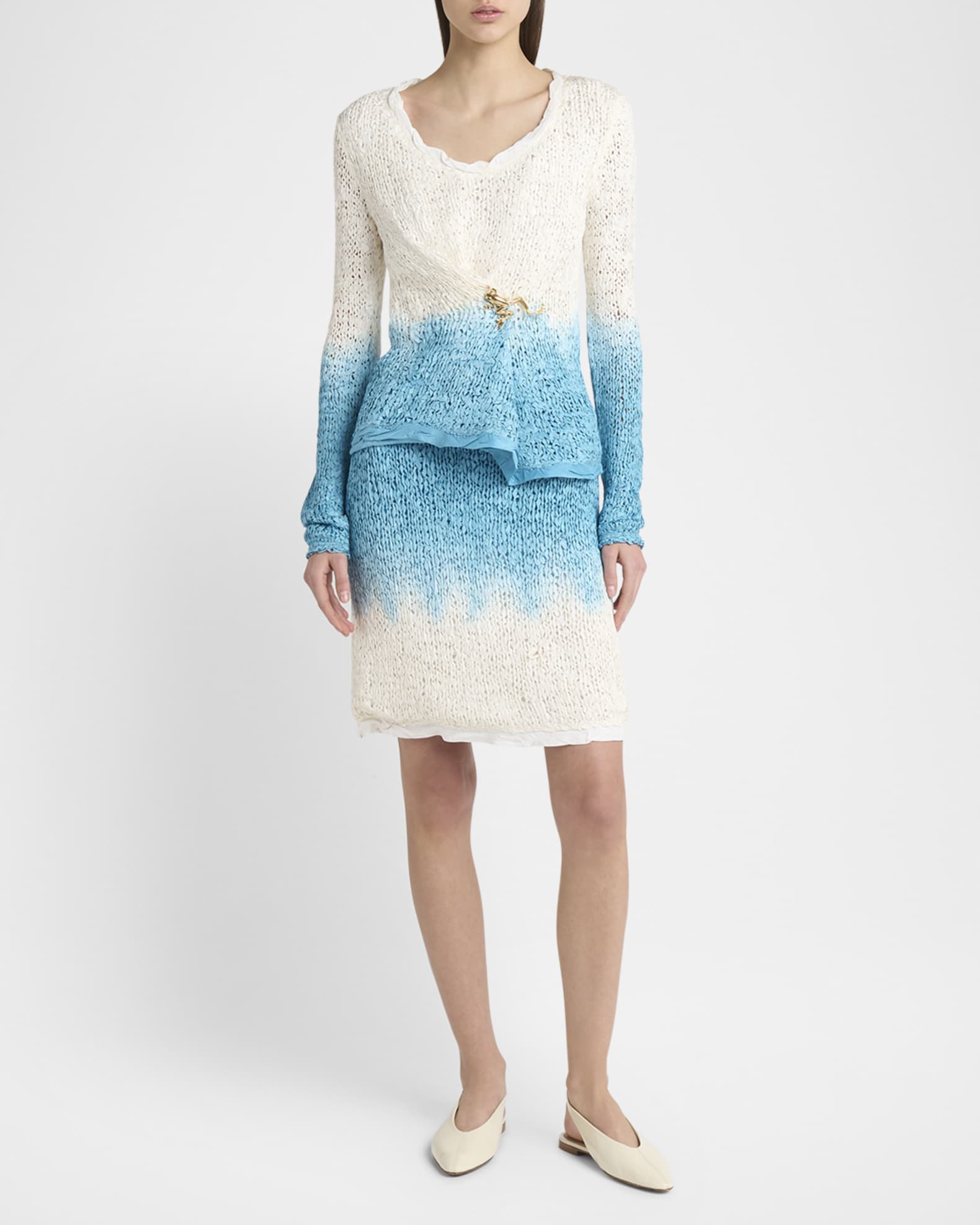 Ombre Woven Silk-Wool Skirt 1