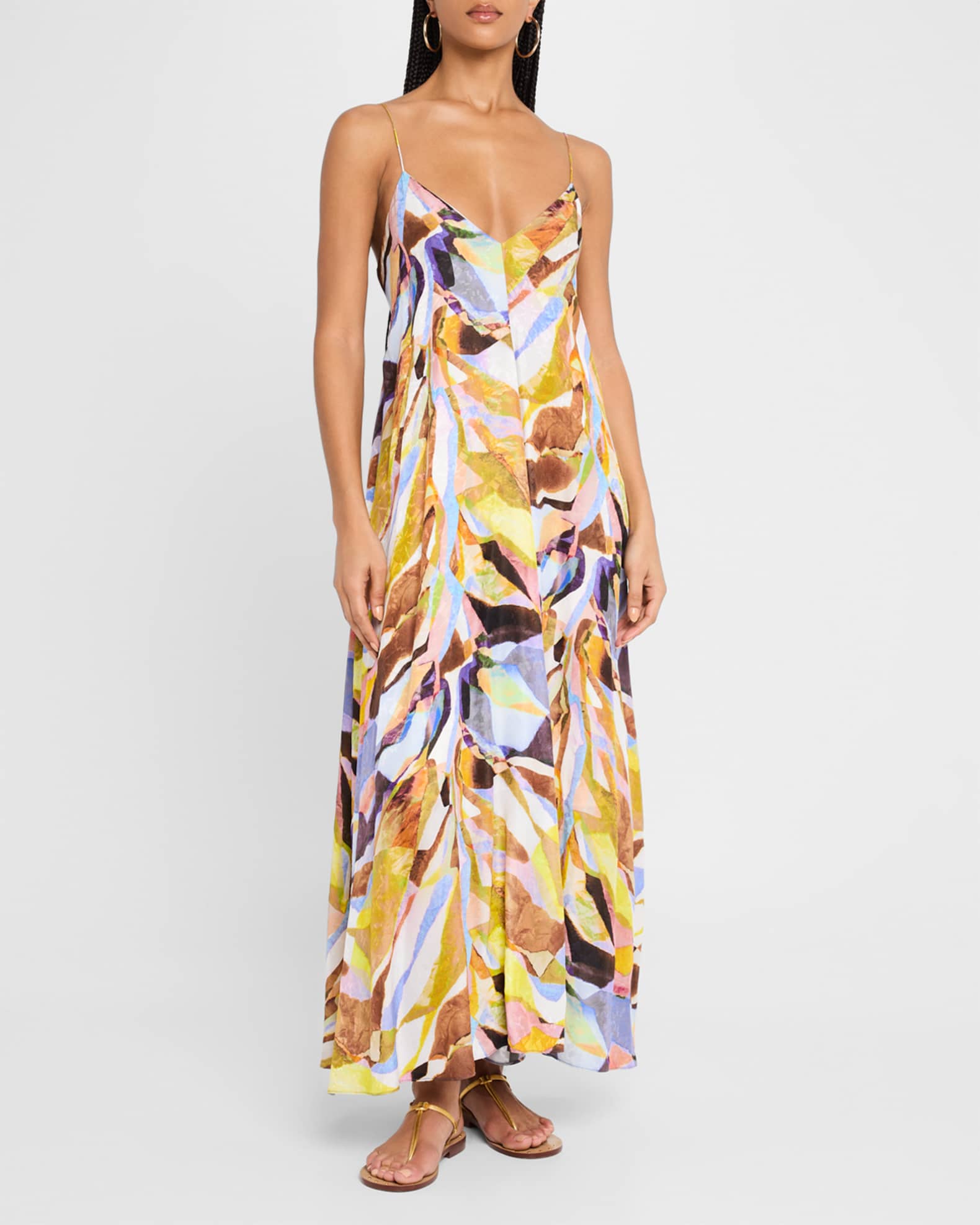 Levine Sleeveless Silk Jacquard Maxi Dress