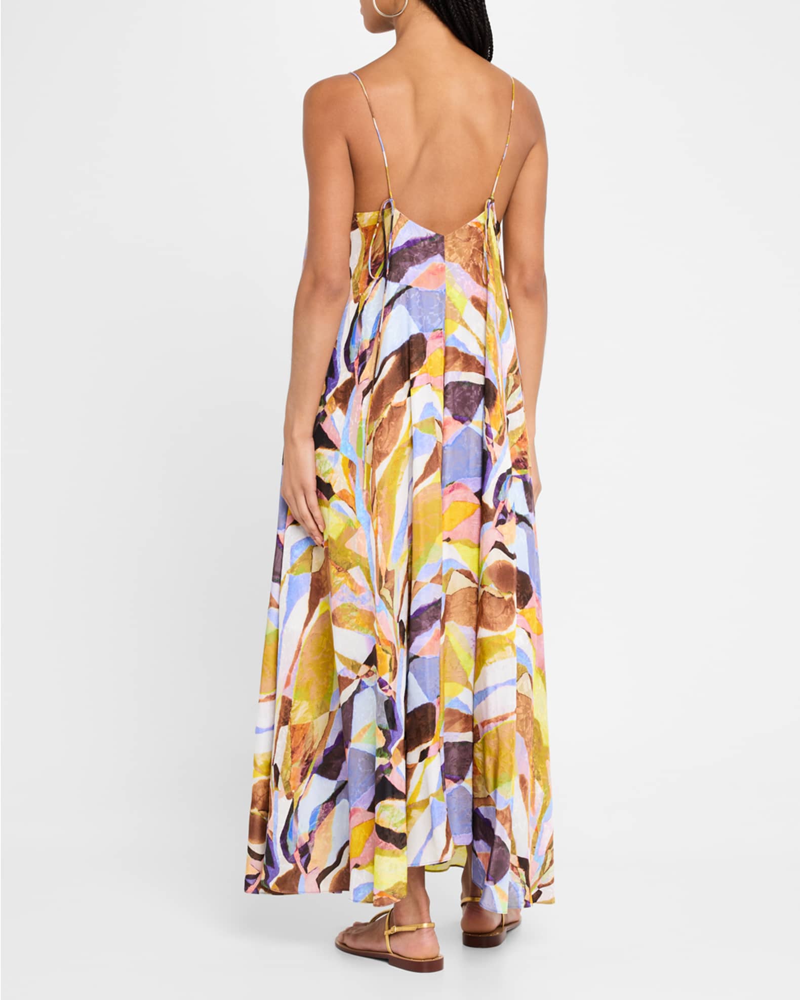 Levine Sleeveless Silk Jacquard Maxi Dress